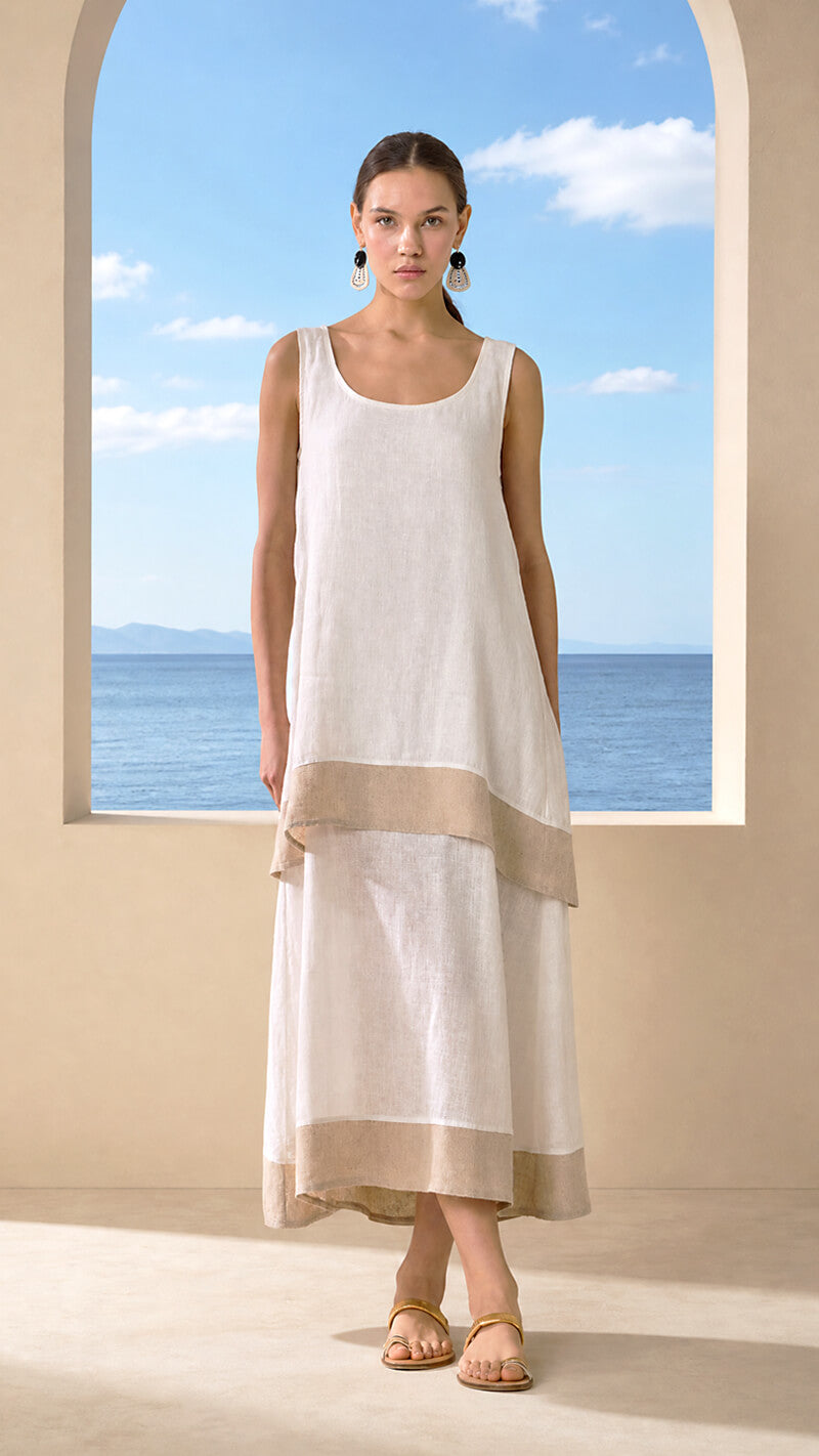 DS Two-Tone Linen-Cotton Dress