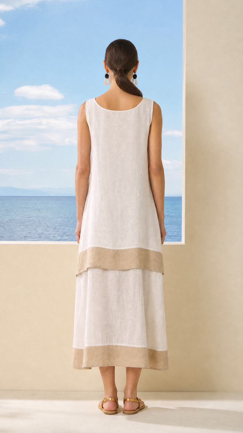 DS Two-Tone Linen-Cotton Dress