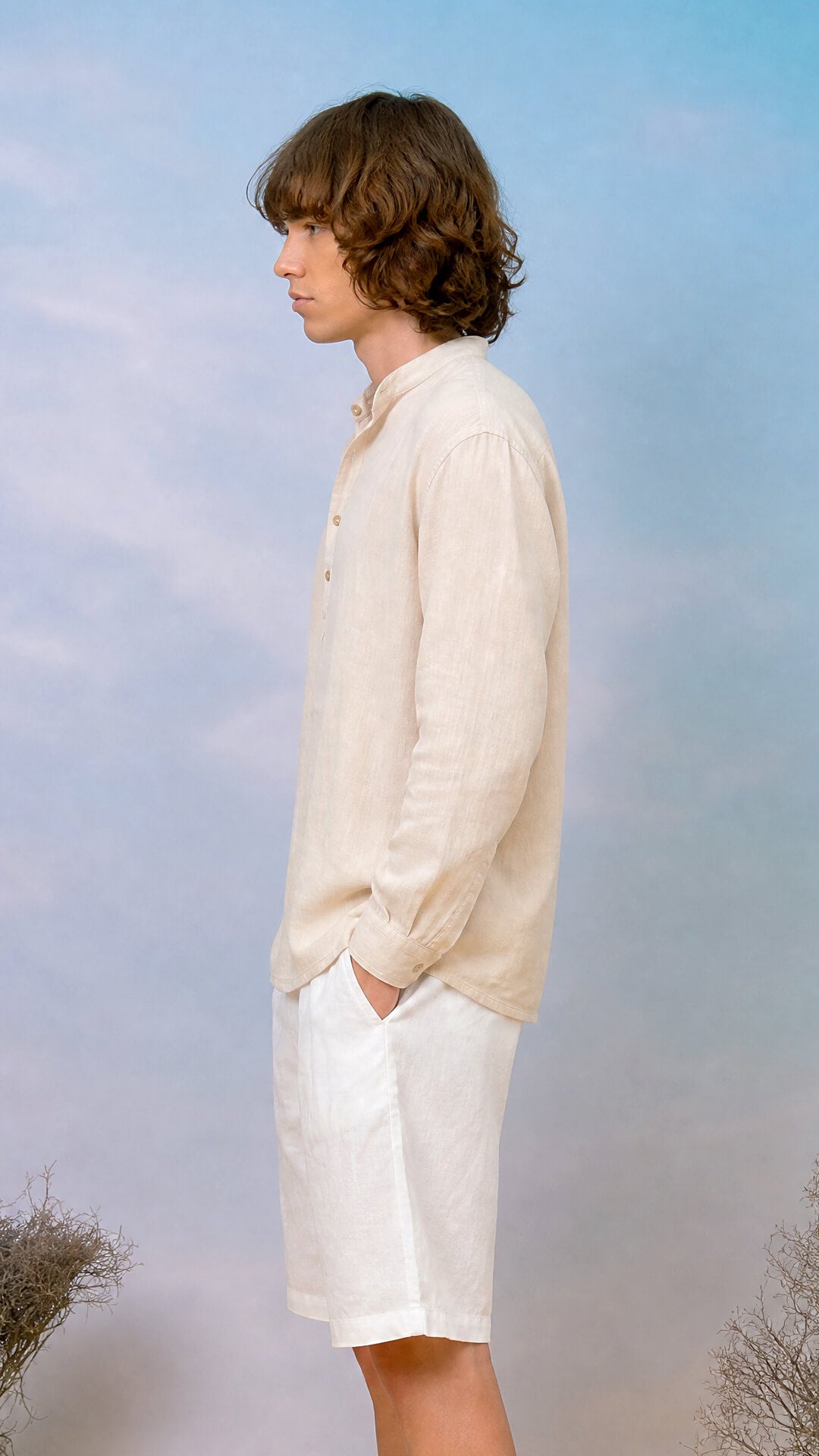 DS Linen-Cotton Henley Shirt