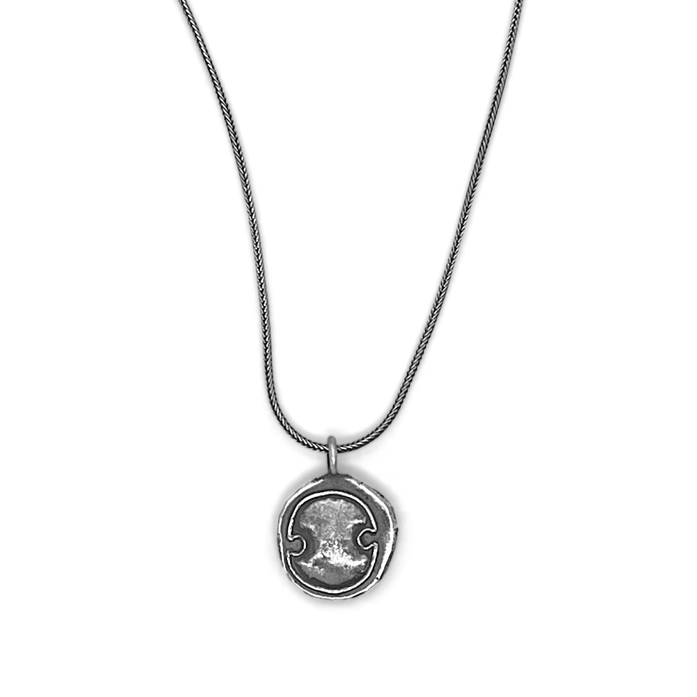 Silver Didrachm necklace featuring Boeotian shield of Heracles from ancient Thebes