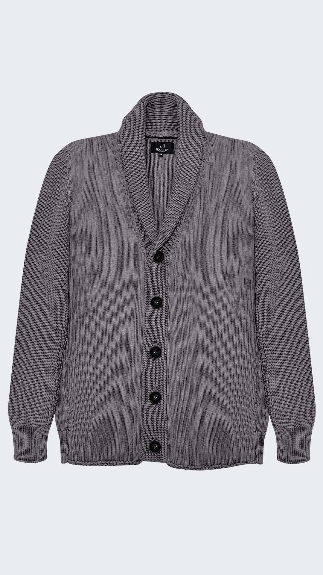 eco-friendly shawl collar cardigan in grey