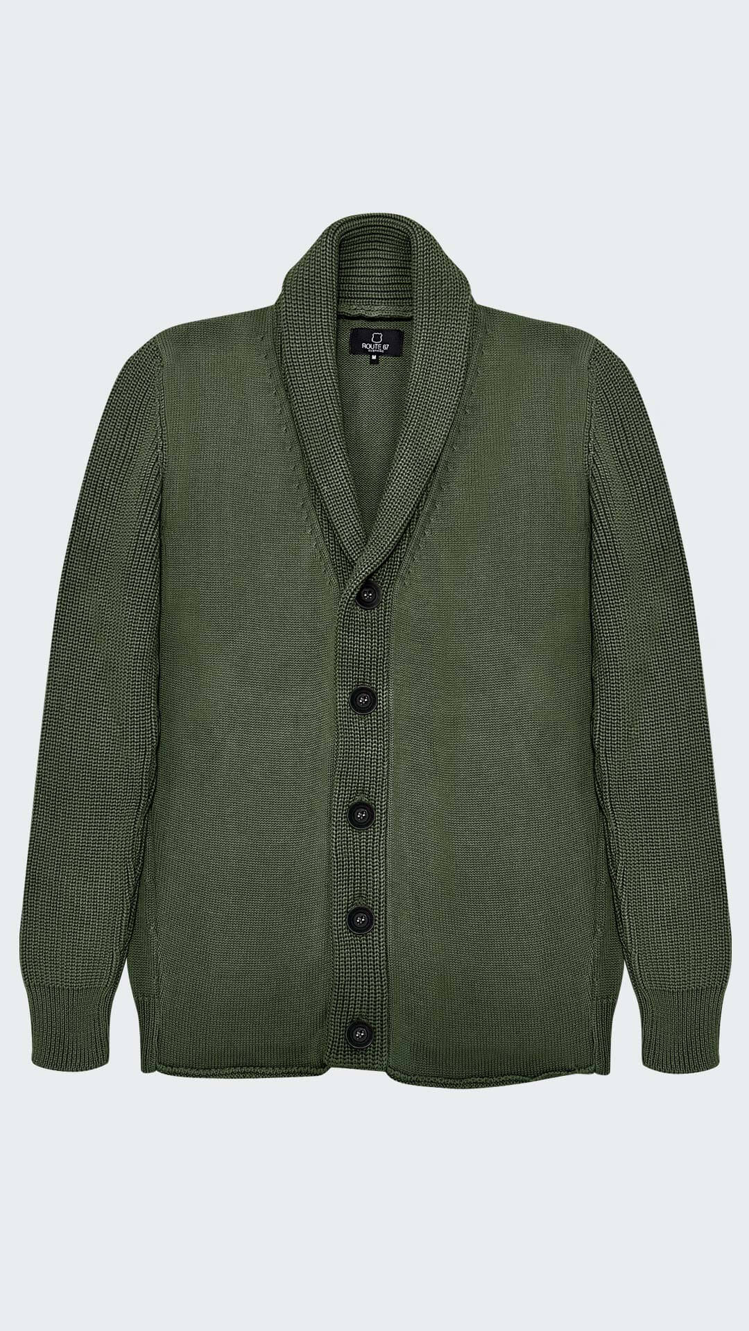 eco-friendly shawl collar cardigan in green