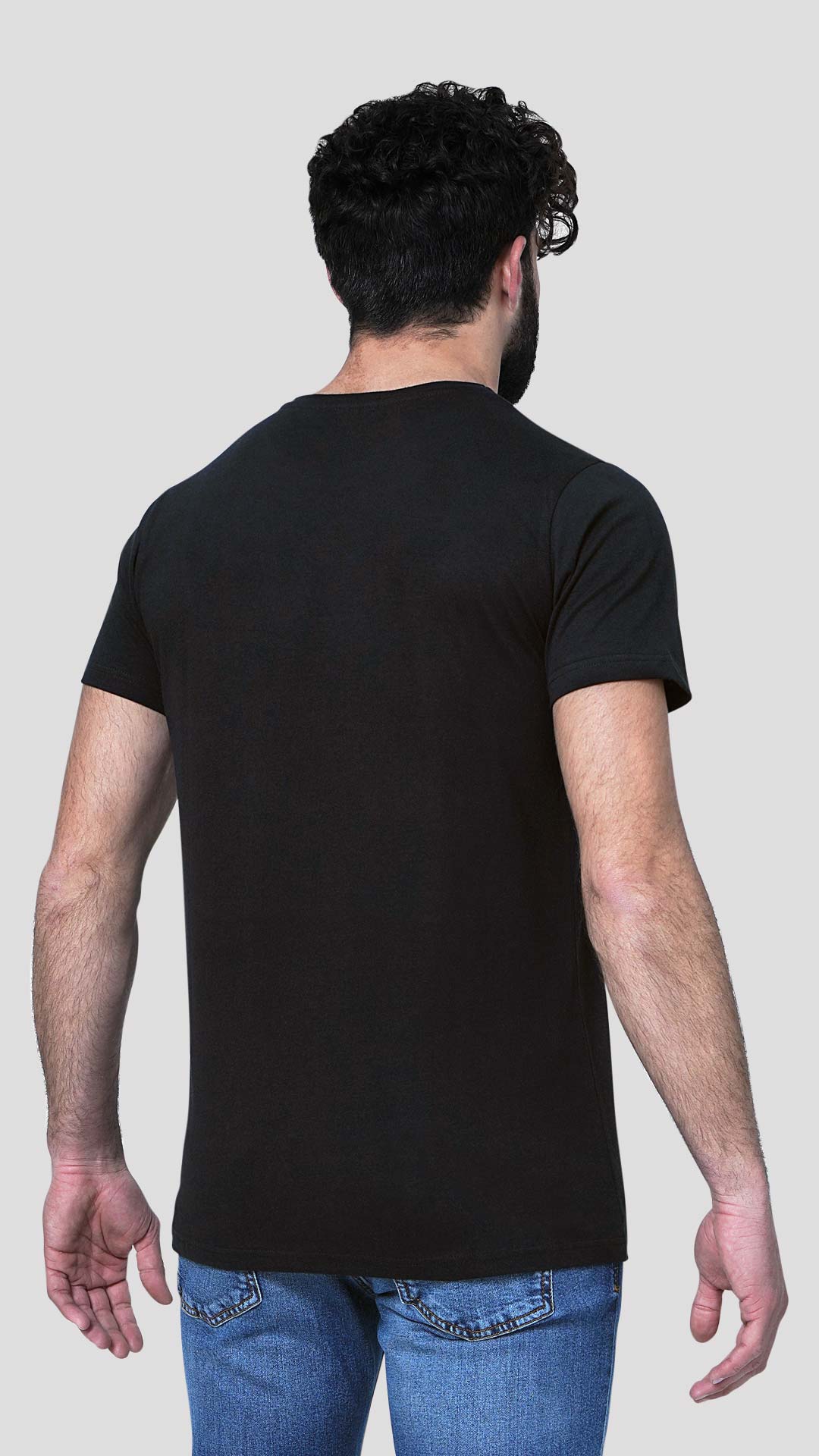 Athena T-Shirt with Glitch Effect Design, in Black, Back View