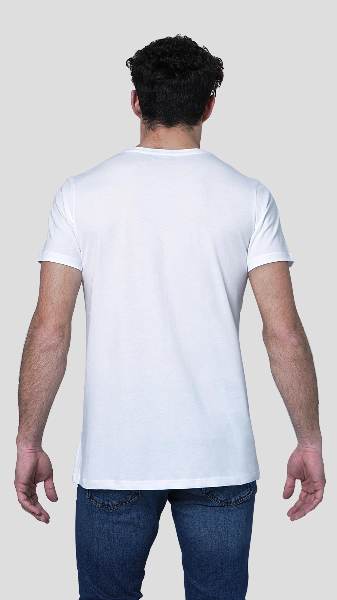 Athena T-Shirt with Glitch Effect Design, in White, Back View