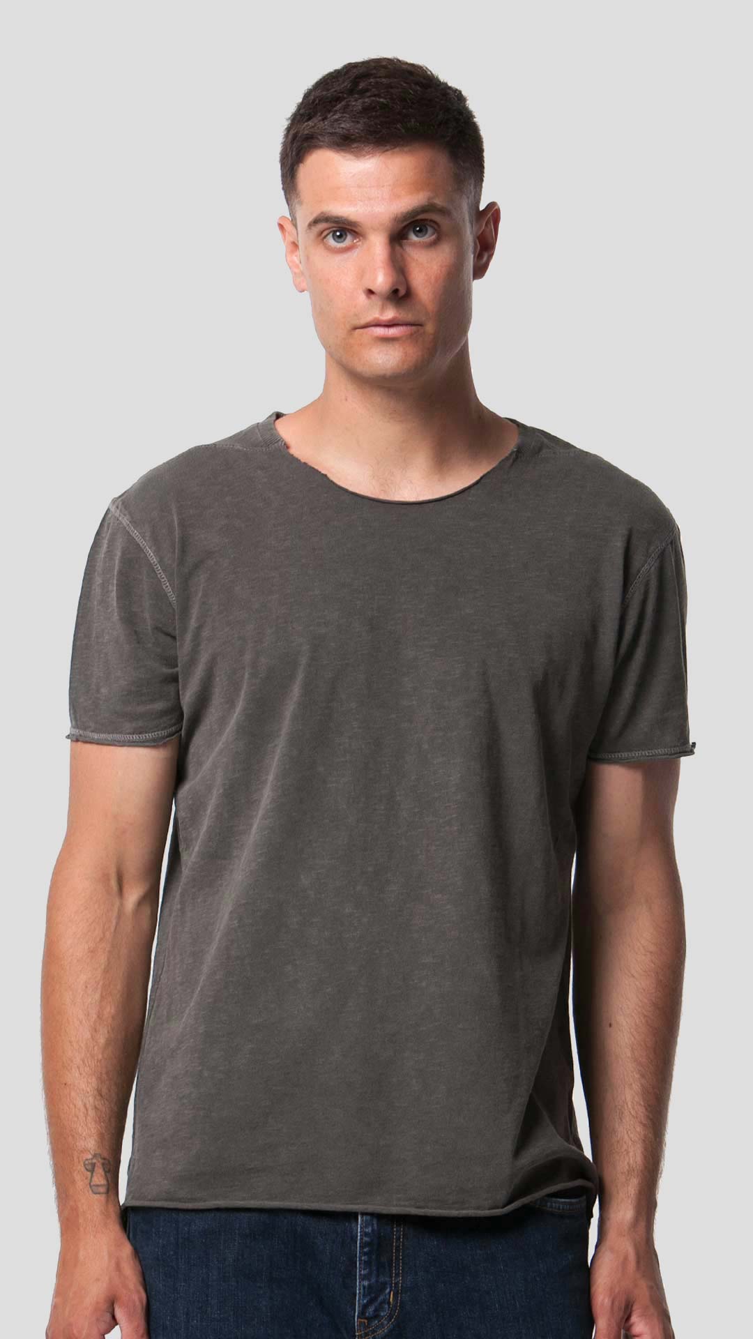 Men's Triangle T-Shirt in Grey, Front View.