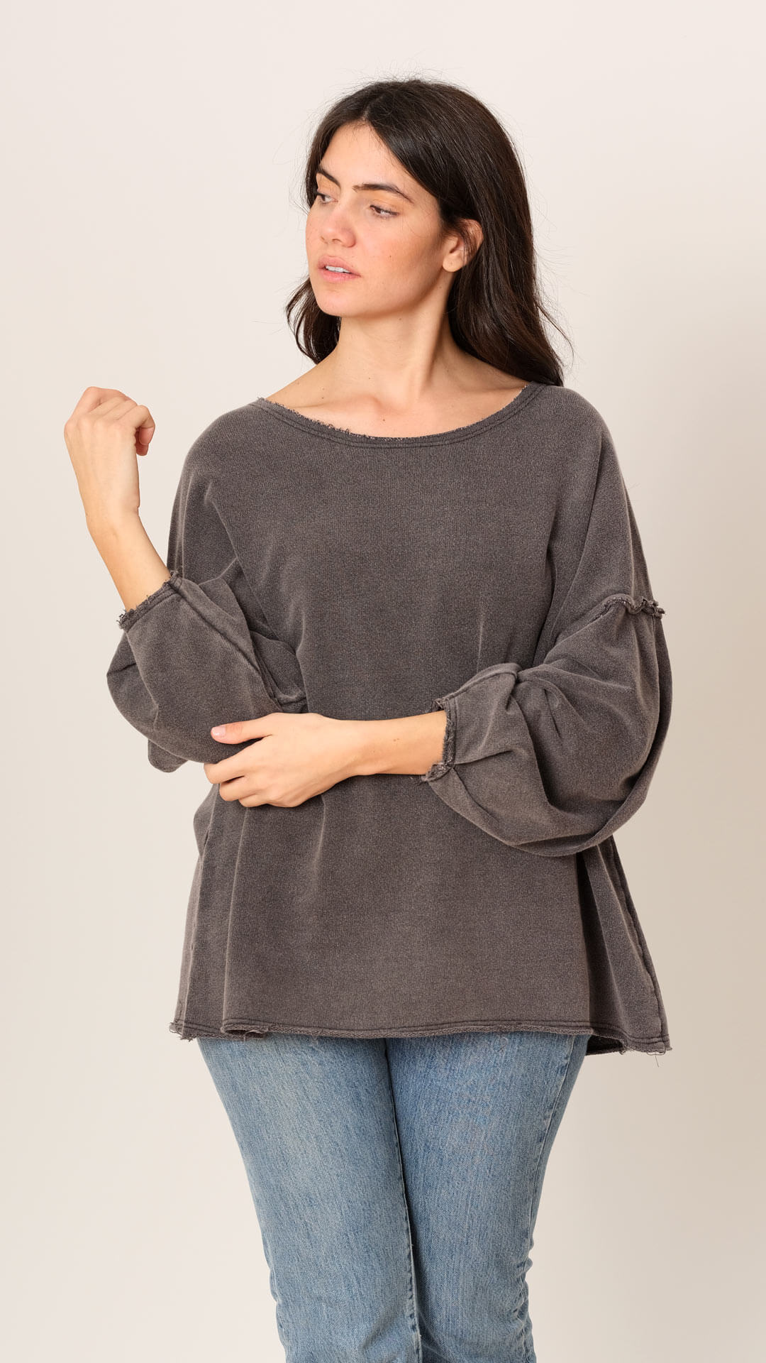 Balloon Sleeve Sweatshirt, Front View