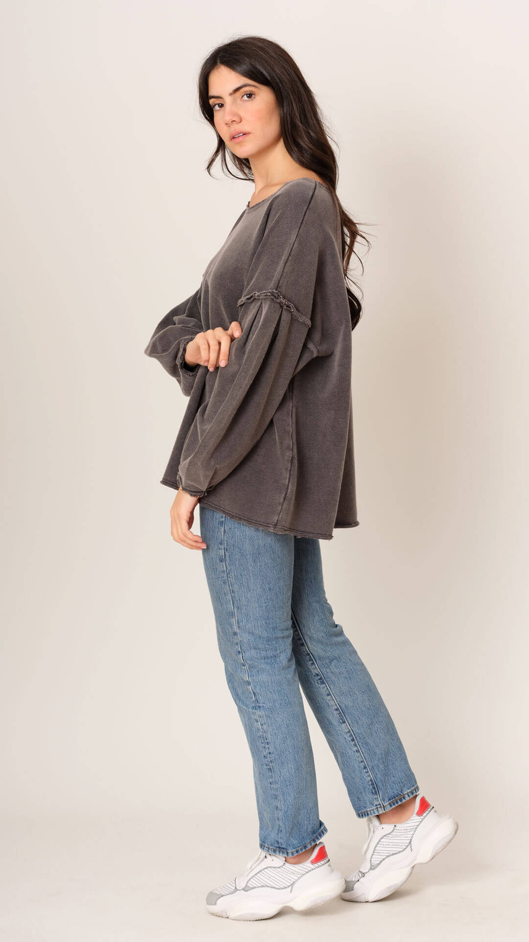Balloon Sleeve Sweatshirt, Side View