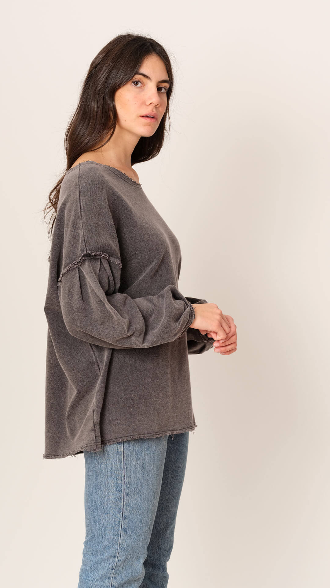 Balloon Sleeve Sweatshirt, Side View