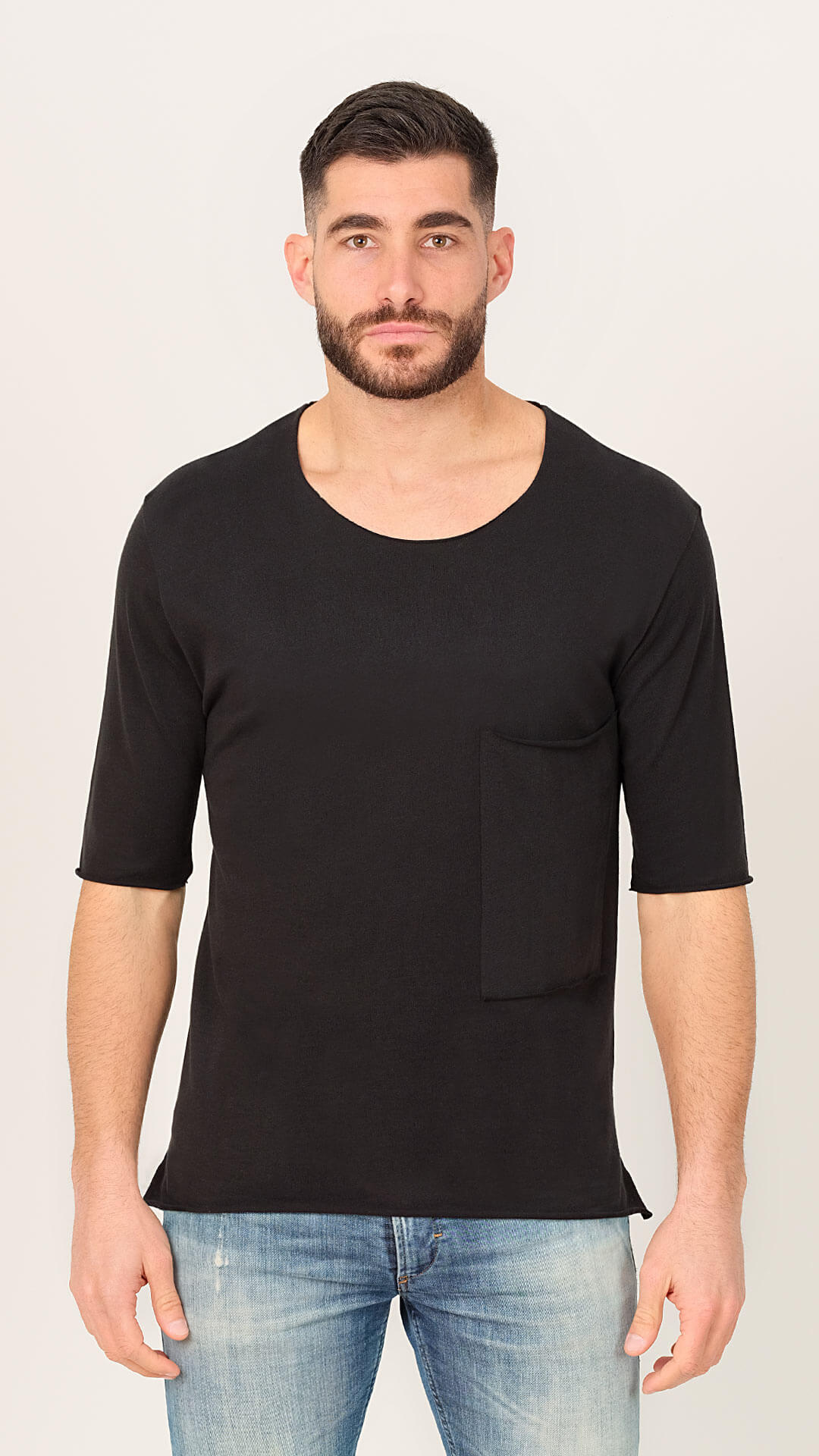 Big Pocket T-Shirt in Black, Front View