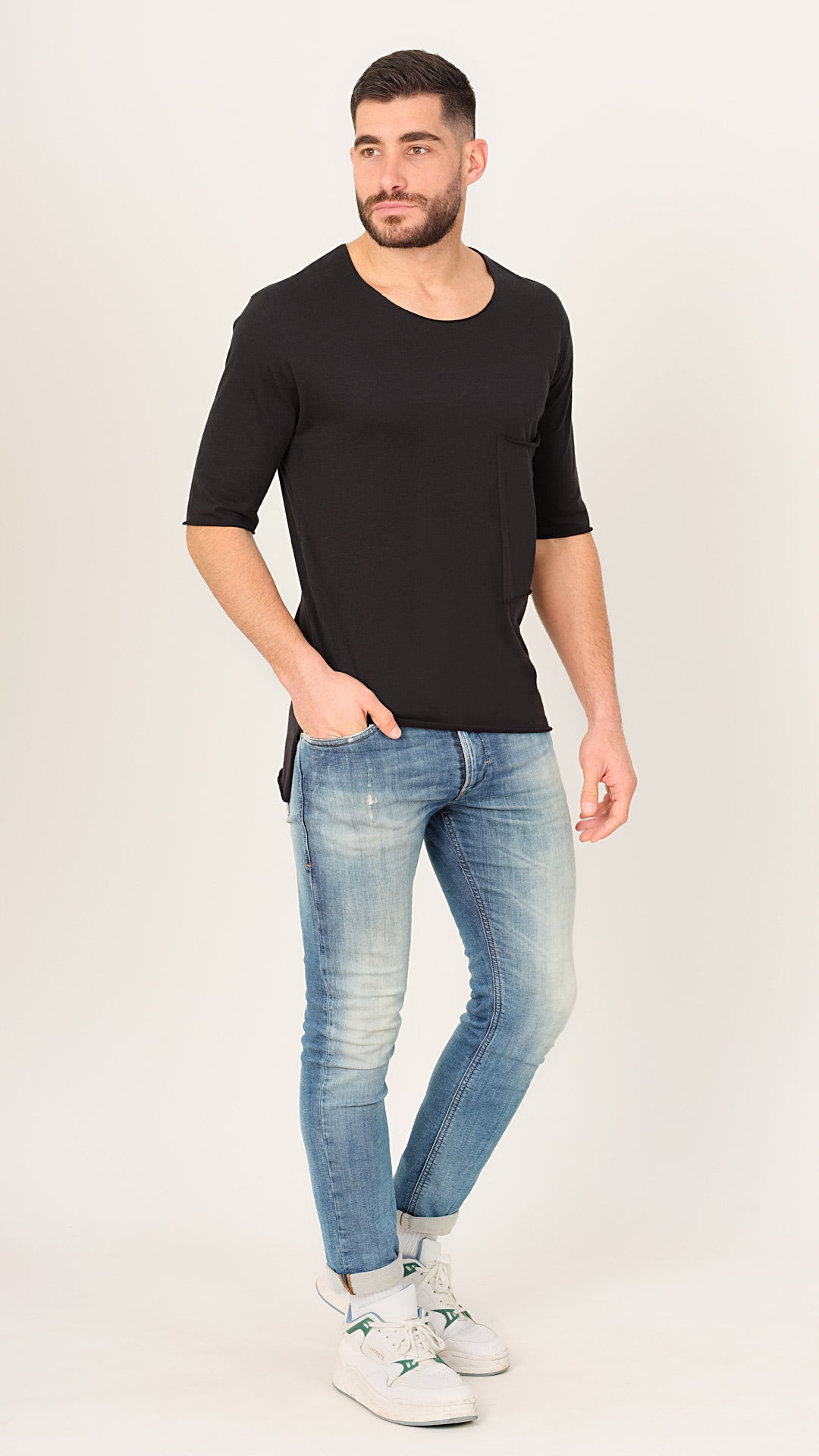 Big Pocket T-Shirt in Black, Front View