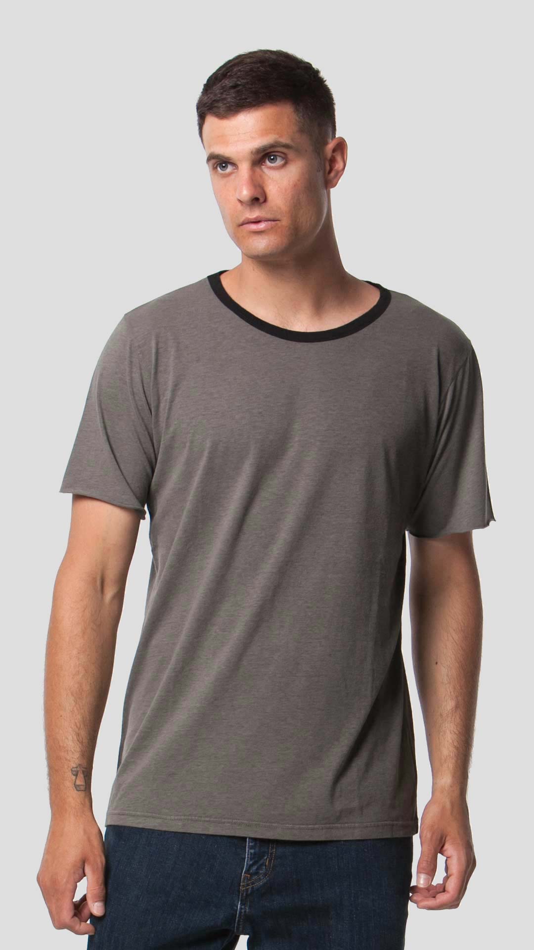 Black Neck T-Shirt, Front View
