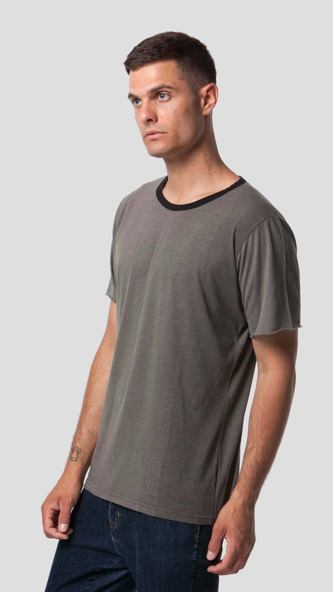 Black Neck T-Shirt, Side View