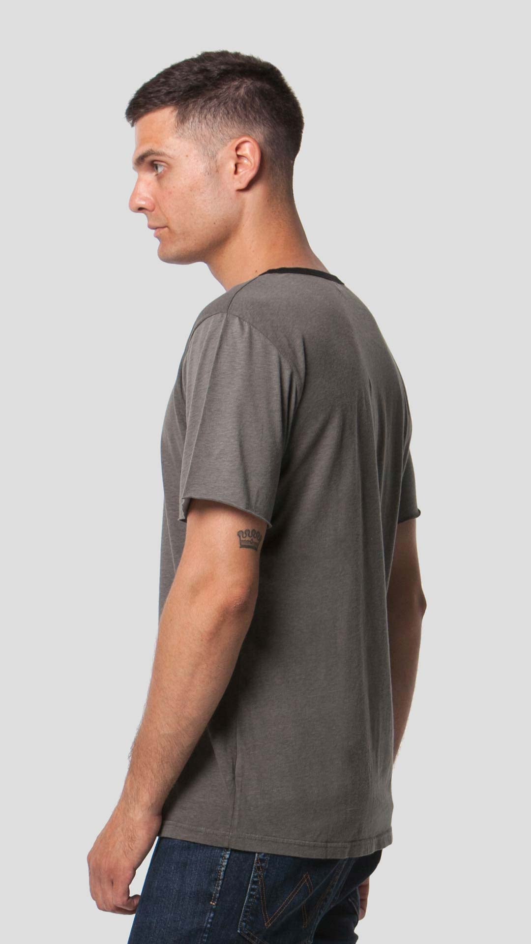 Black Neck T-Shirt, Side View