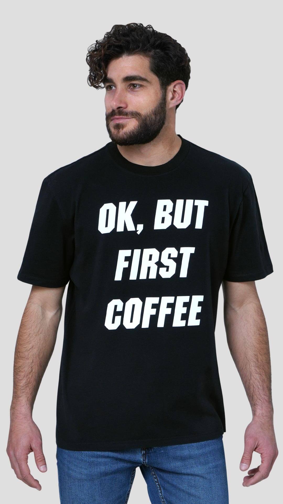 Coffee T-Shirt in Black, Front View