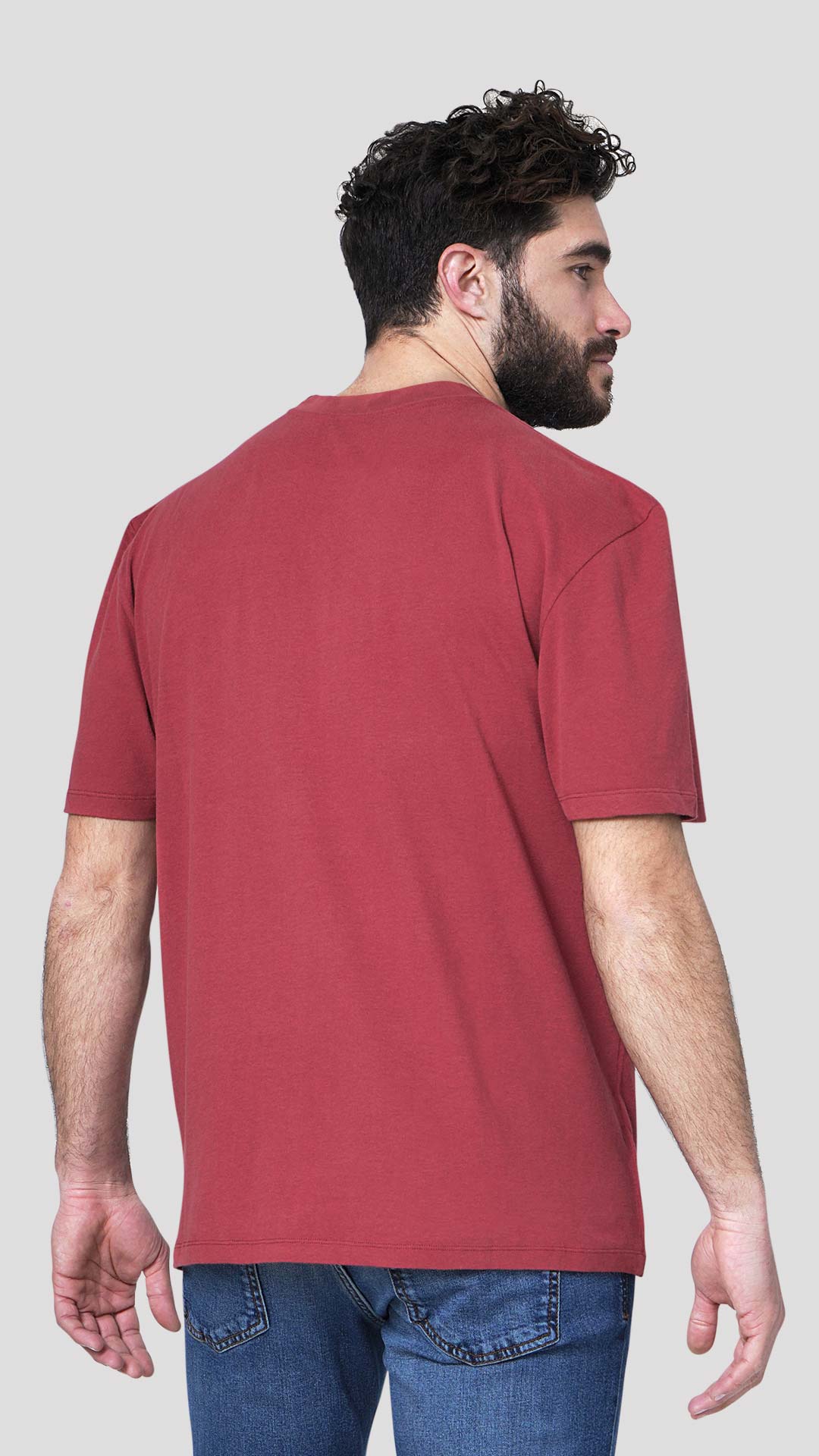 Color Cue T-Shirt in Red, Back View