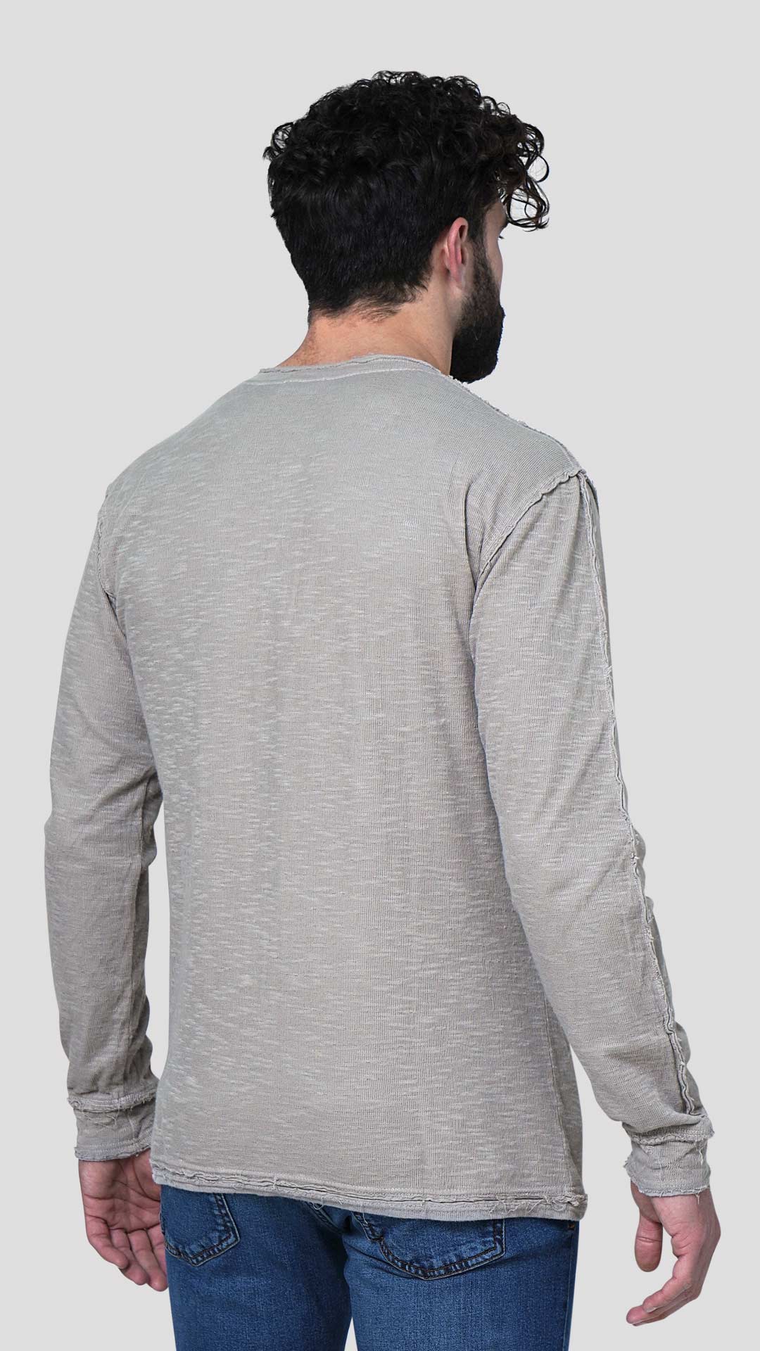 Double Layer Sweatshirt in Beige, Back View
