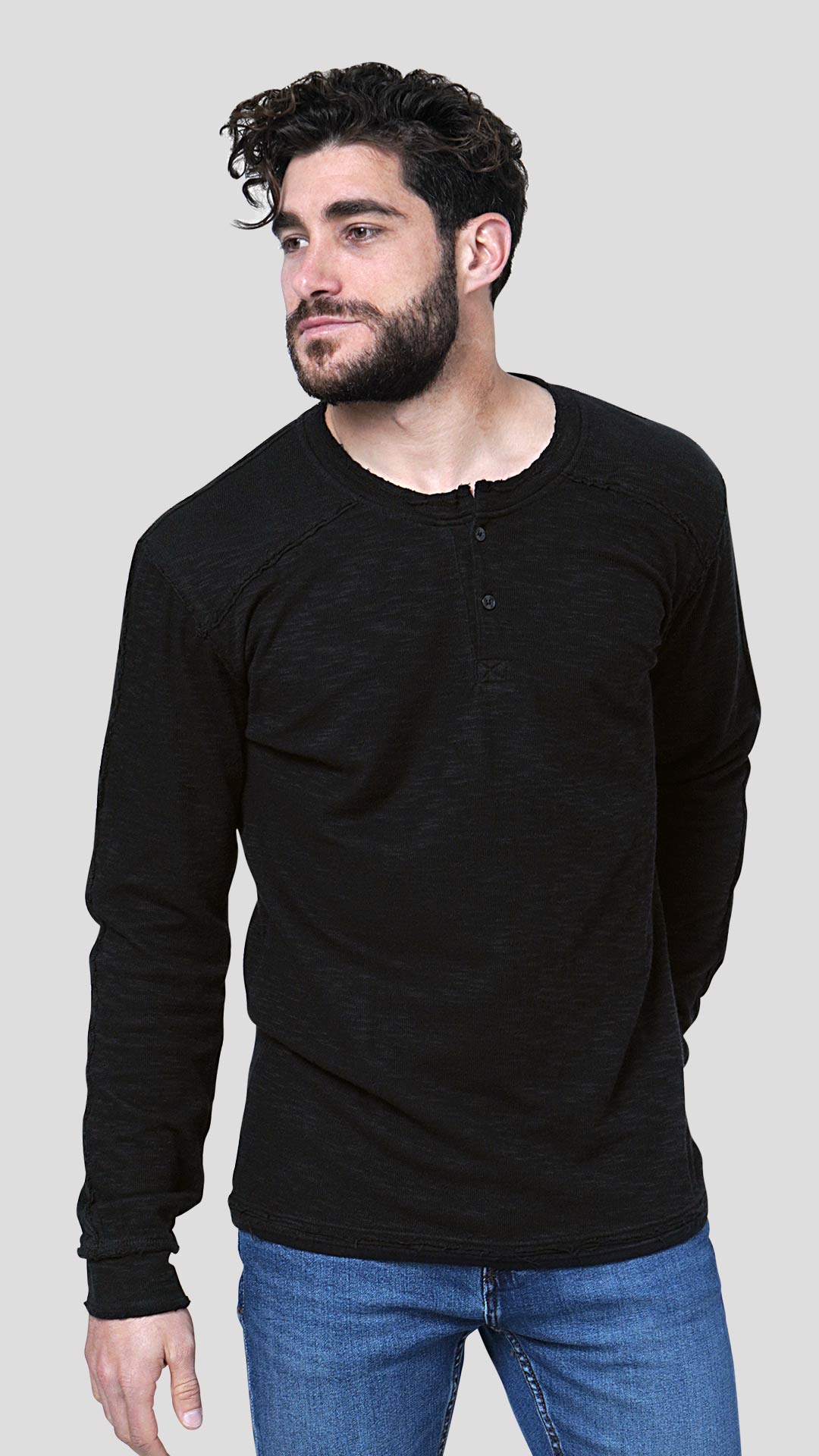 Double Layer Sweatshirt in Black, Front View