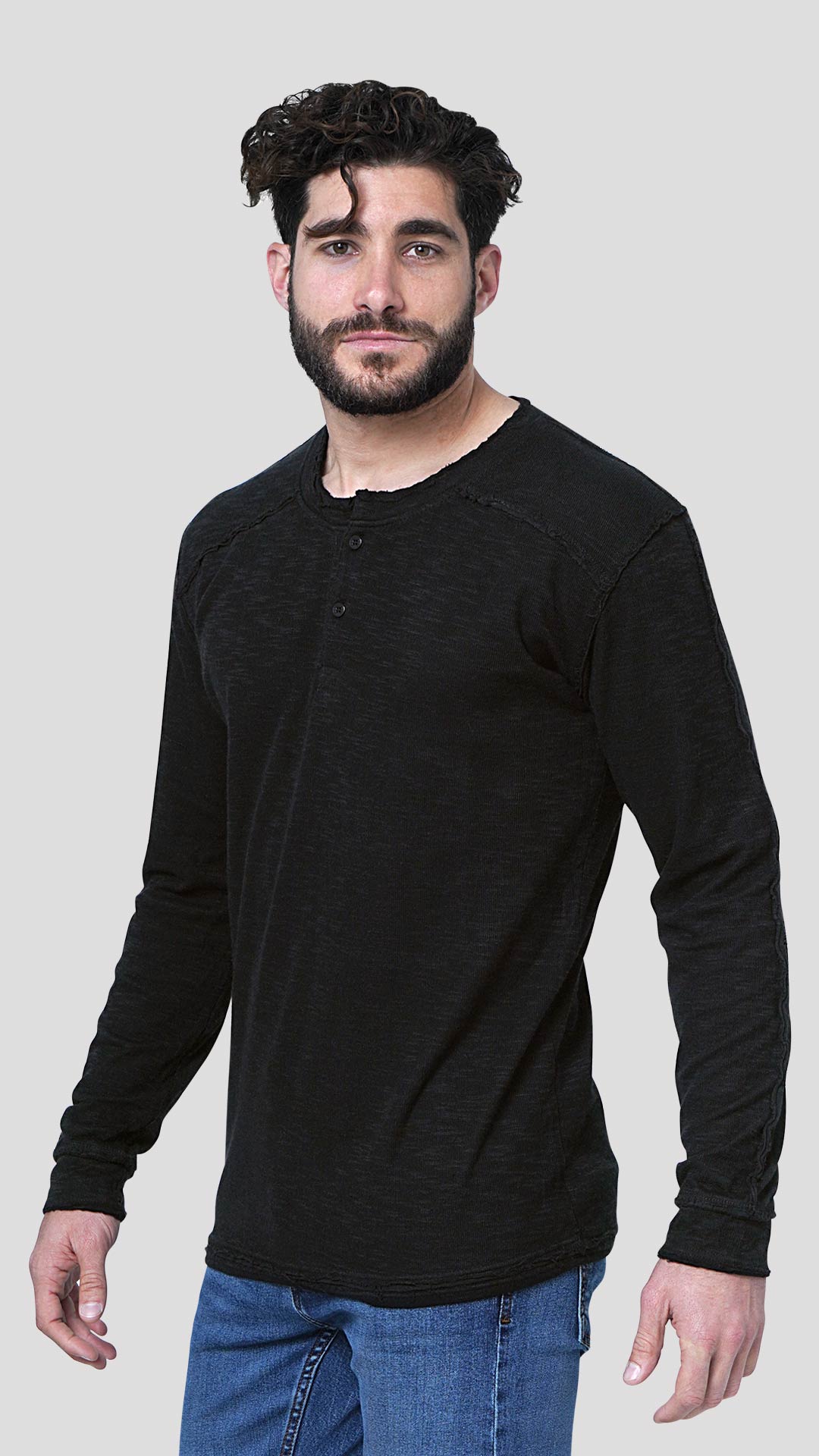 Double Layer Sweatshirt in Black, Front View