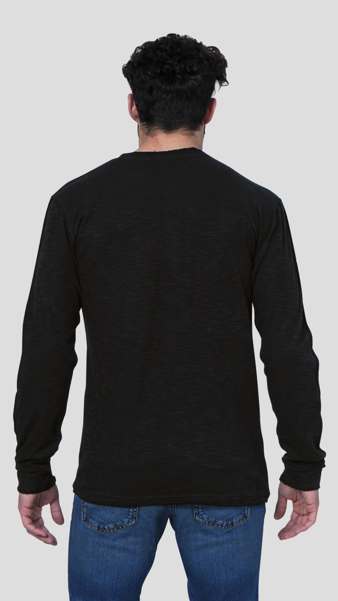 Double Layer Sweatshirt in Black, Back View