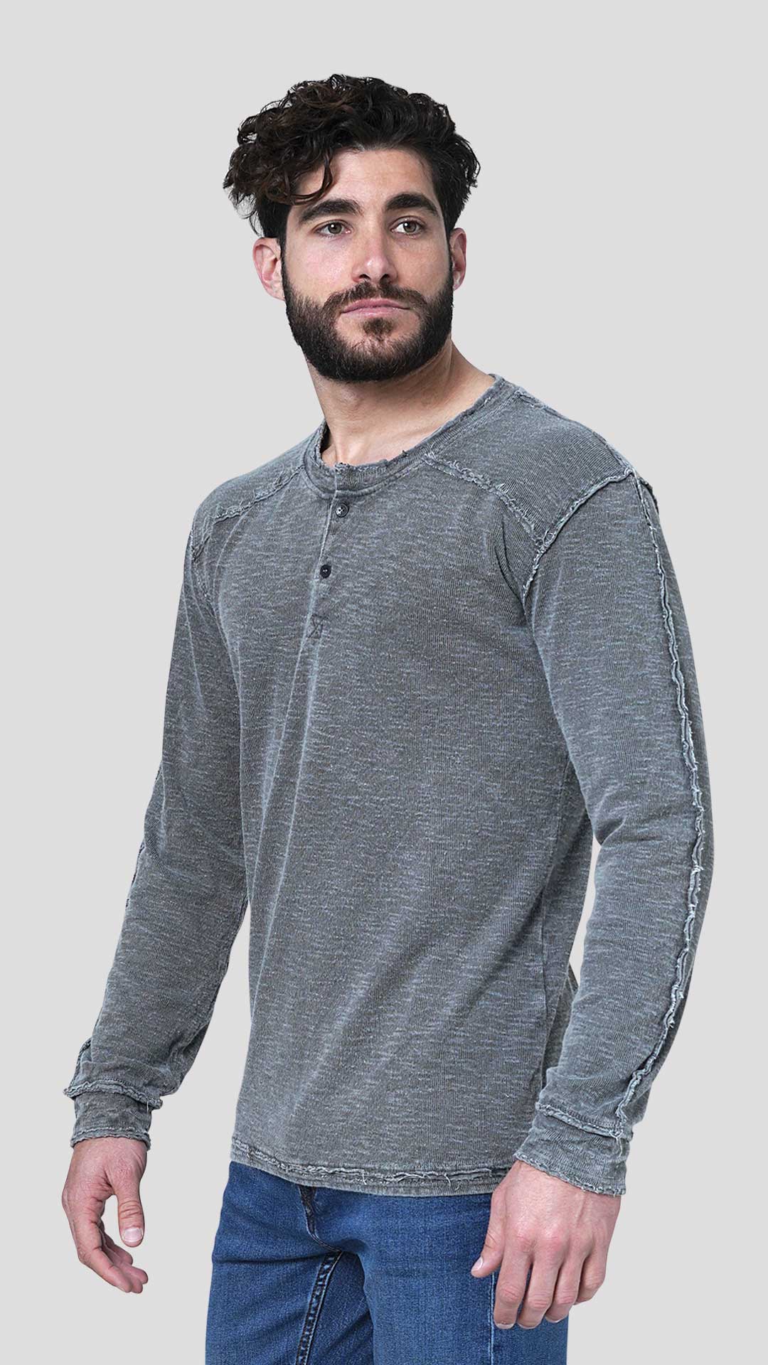 Double Layer Sweatshirt in Grey, Side View