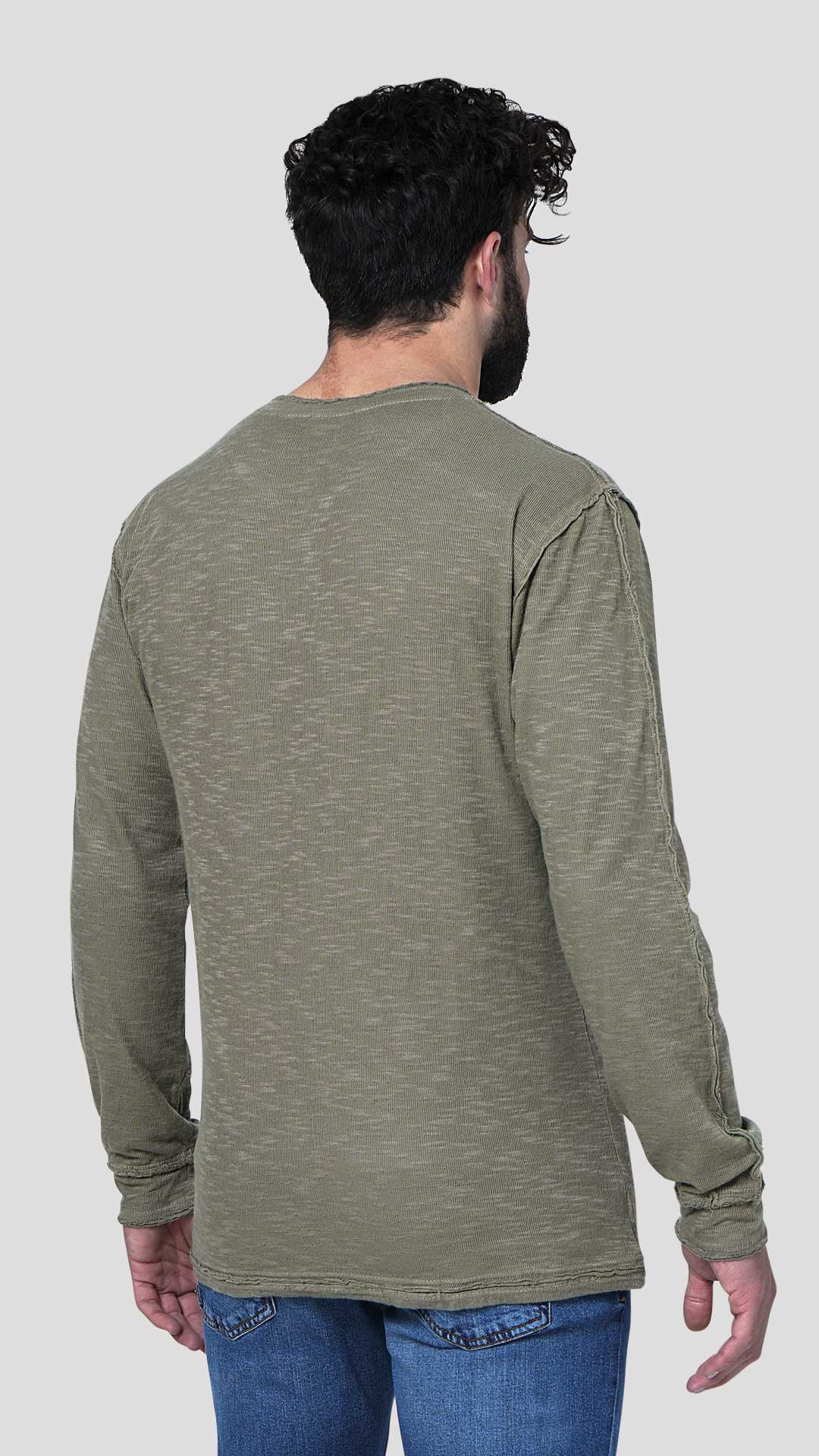 Double Layer Sweatshirt in Khaki, Back View