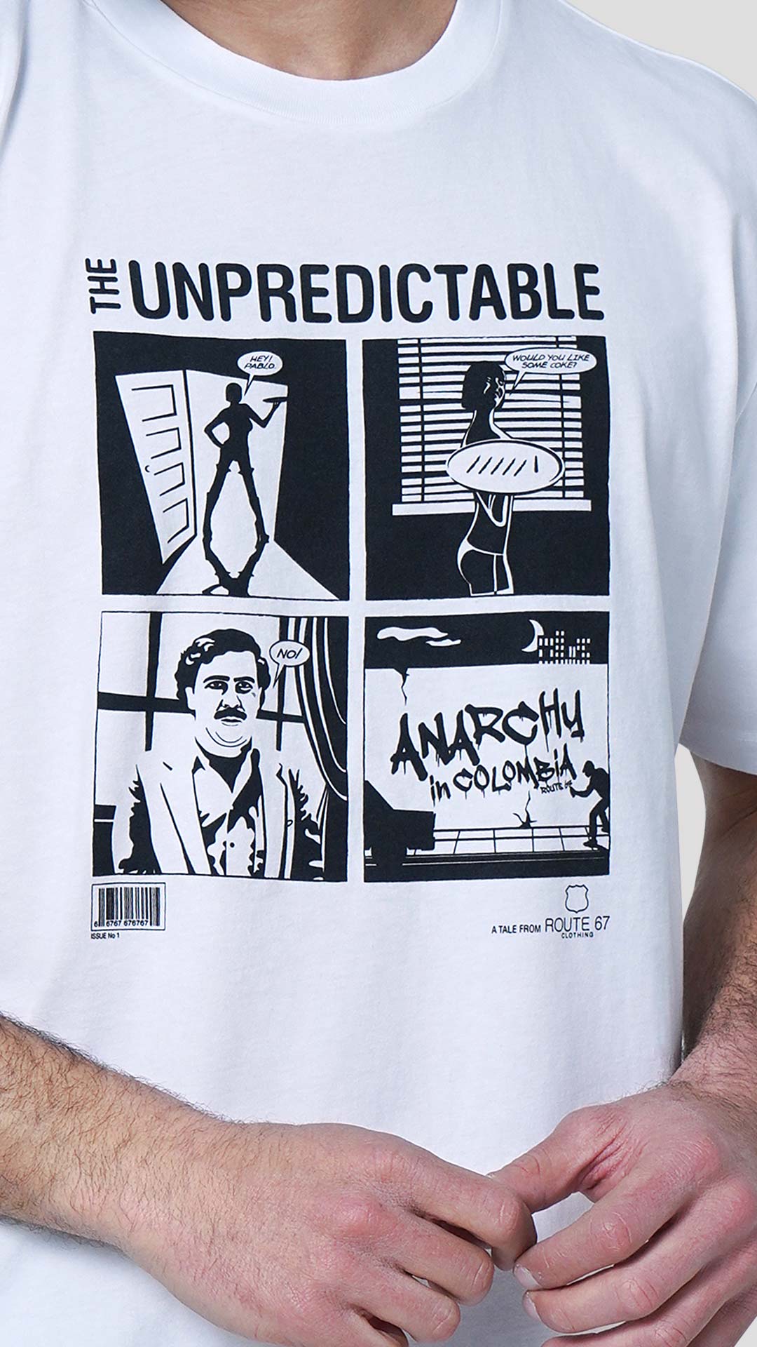 Escobar T-Shirt with Comic Design, Close Up