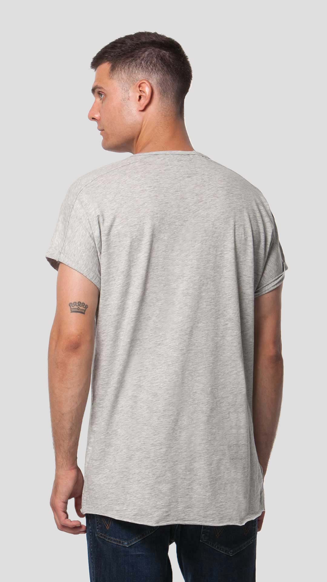 Molotov T-Shirt with Illustration in Grey, Back View