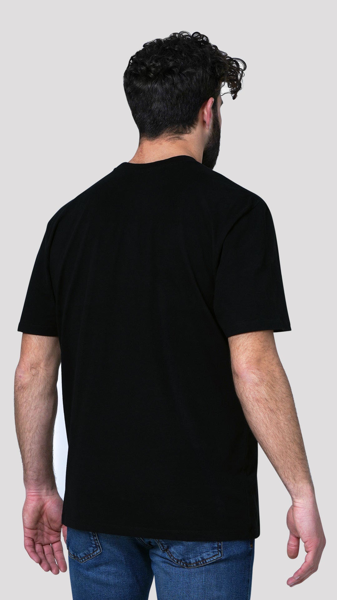 Queen T-Shirt with Comic Style Design, in Black, Back View
