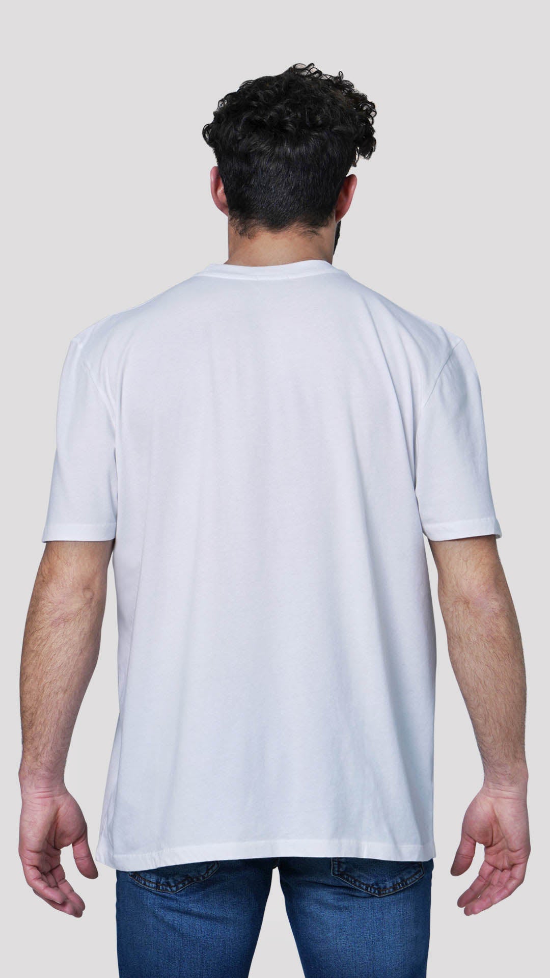 Queen T-Shirt with Comic Style Design, in White, Back View