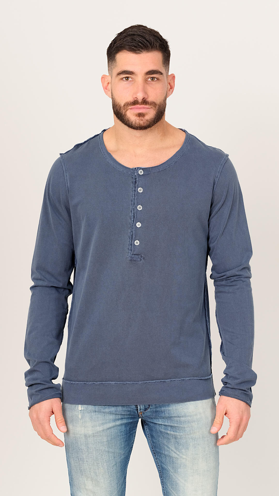 Vintage Look Cotton T-Shirt, Front View, in Dark Blue