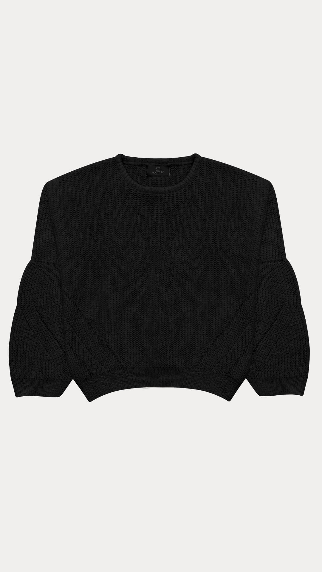 Balloon Sleeve Jumper, Front View, in Black