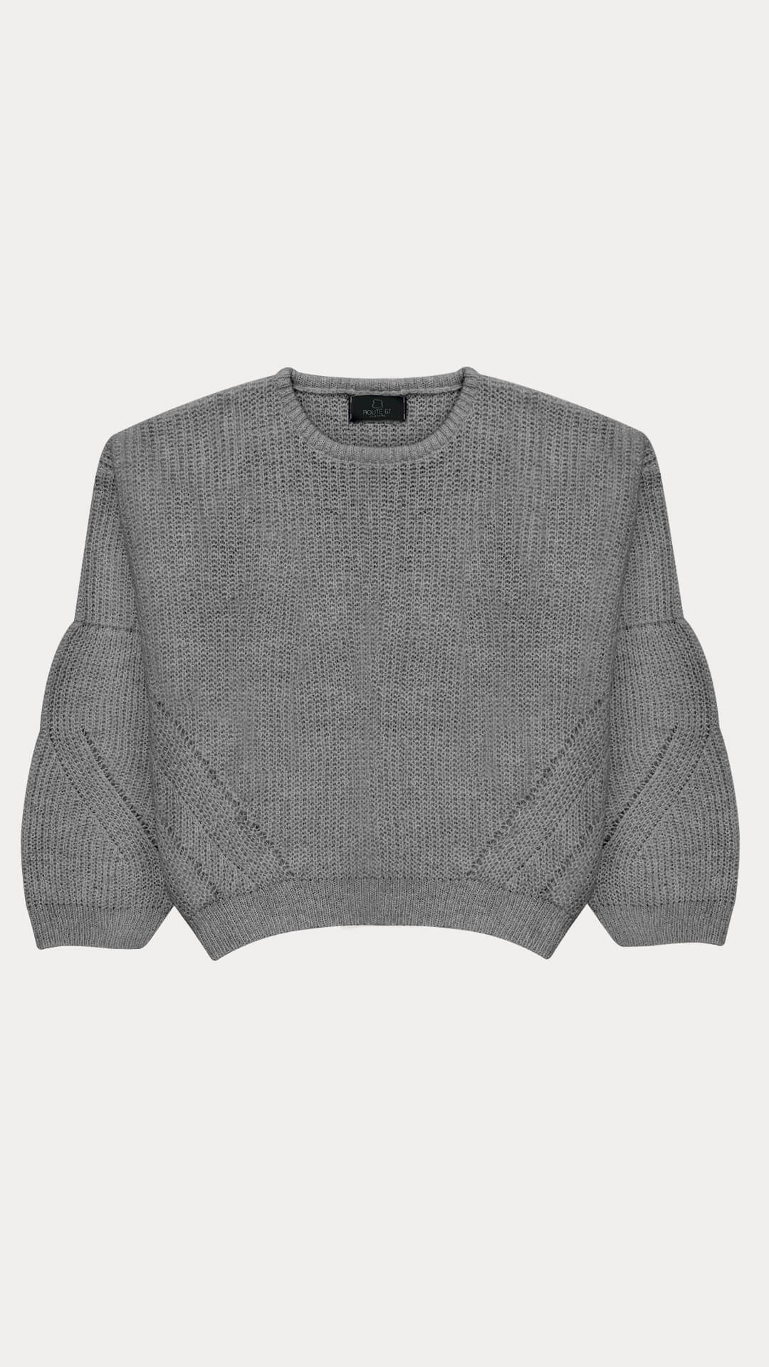 Balloon Sleeve Jumper, Front View, in Grey