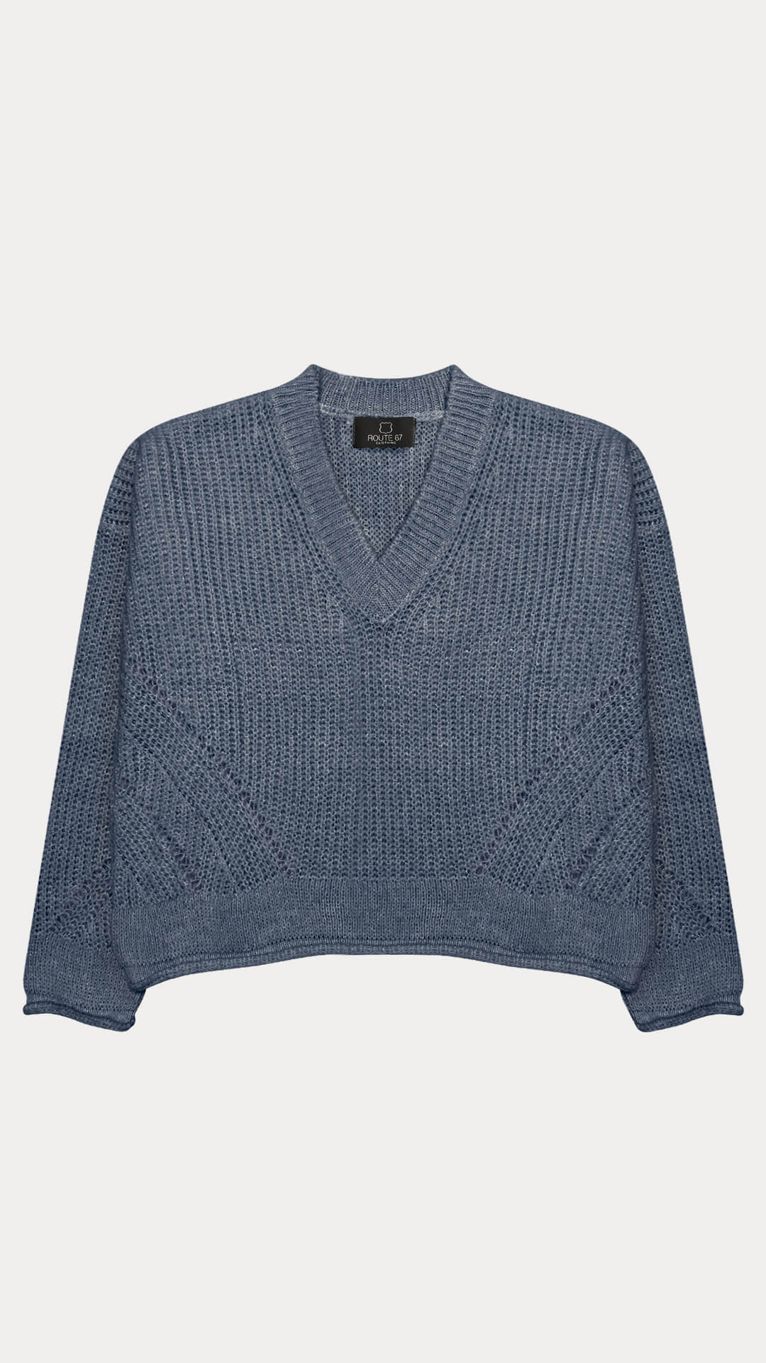 Soft Yarn V-Neck Jumper, in Dark Blue, Front View
