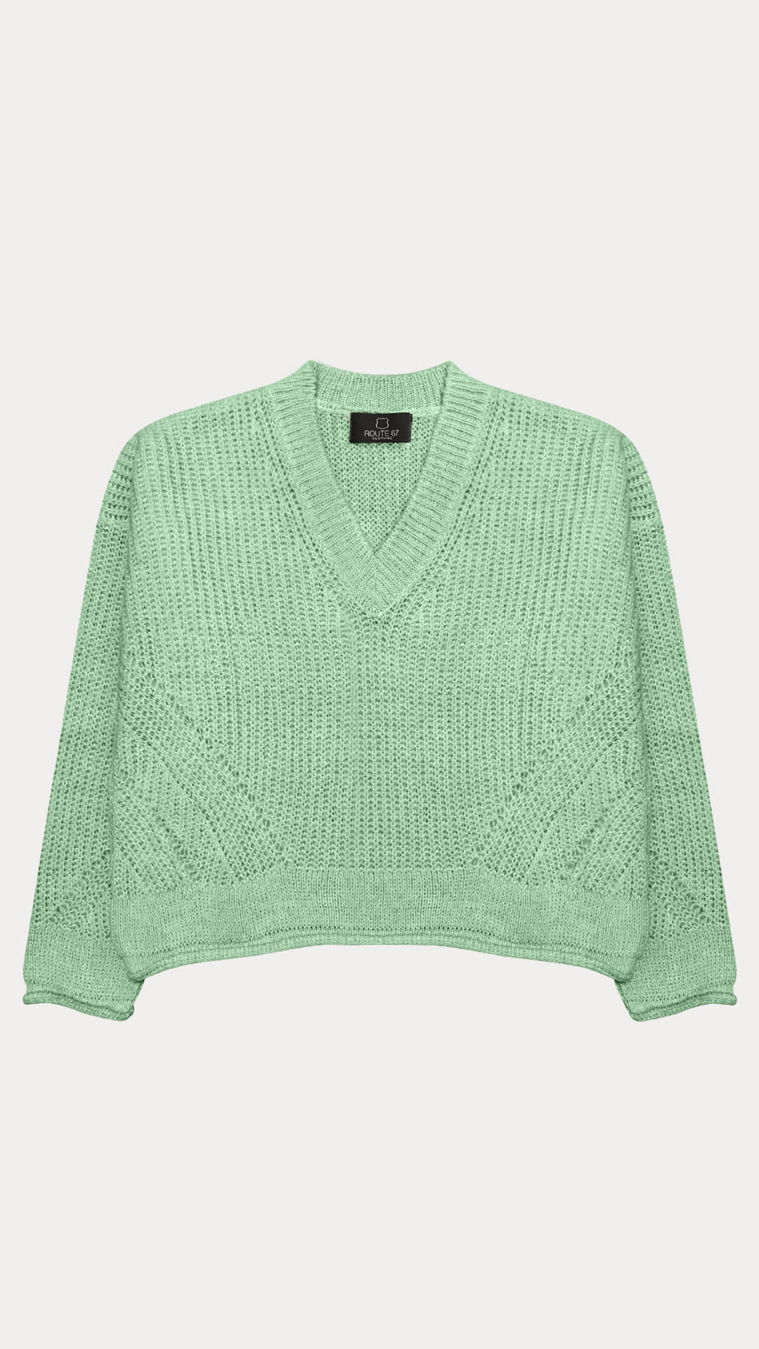 Soft Yarn V-Neck Jumper, in Light Green, Front View