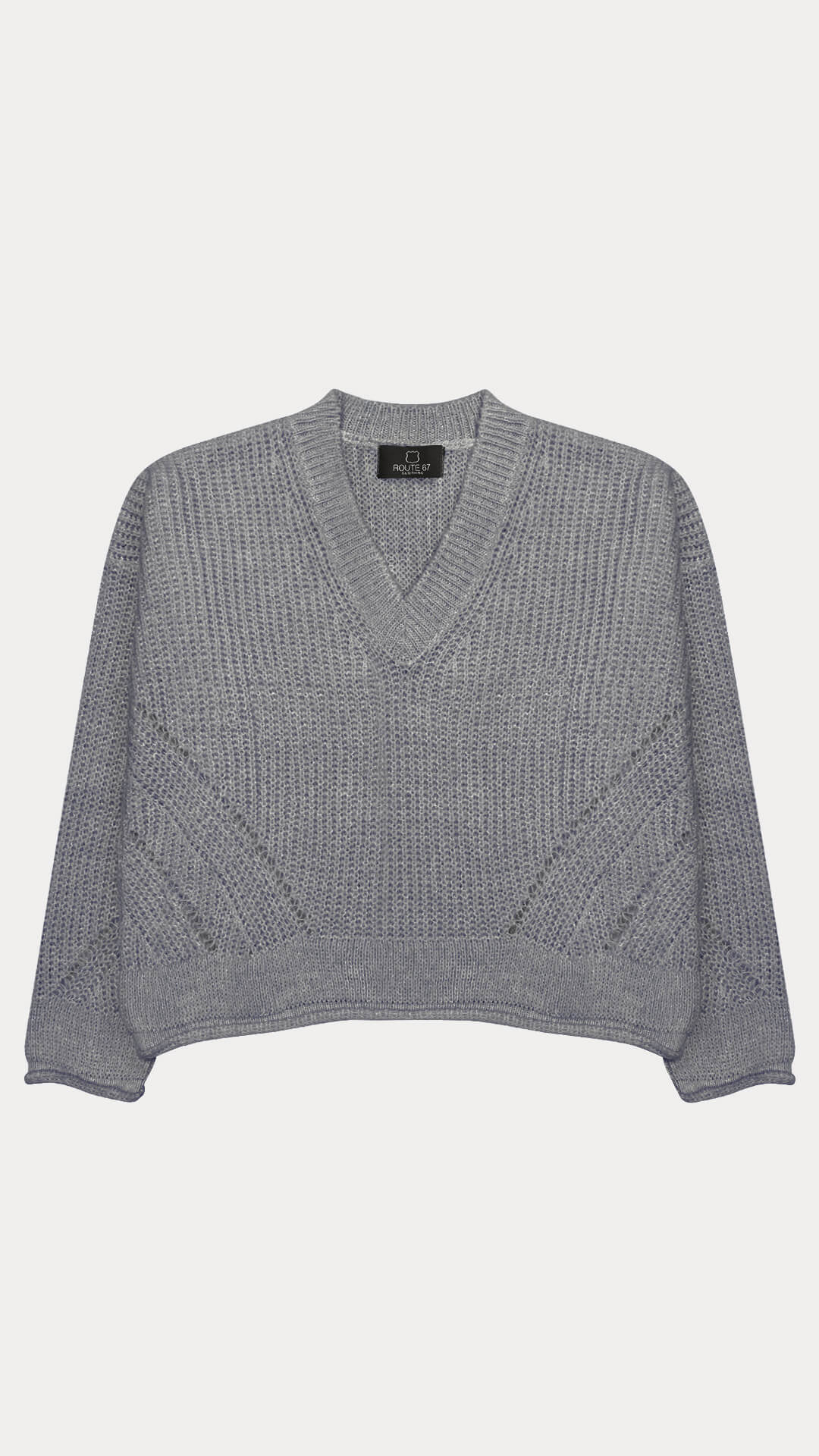 Soft Yarn V-Neck Jumper, in Grey, Front View