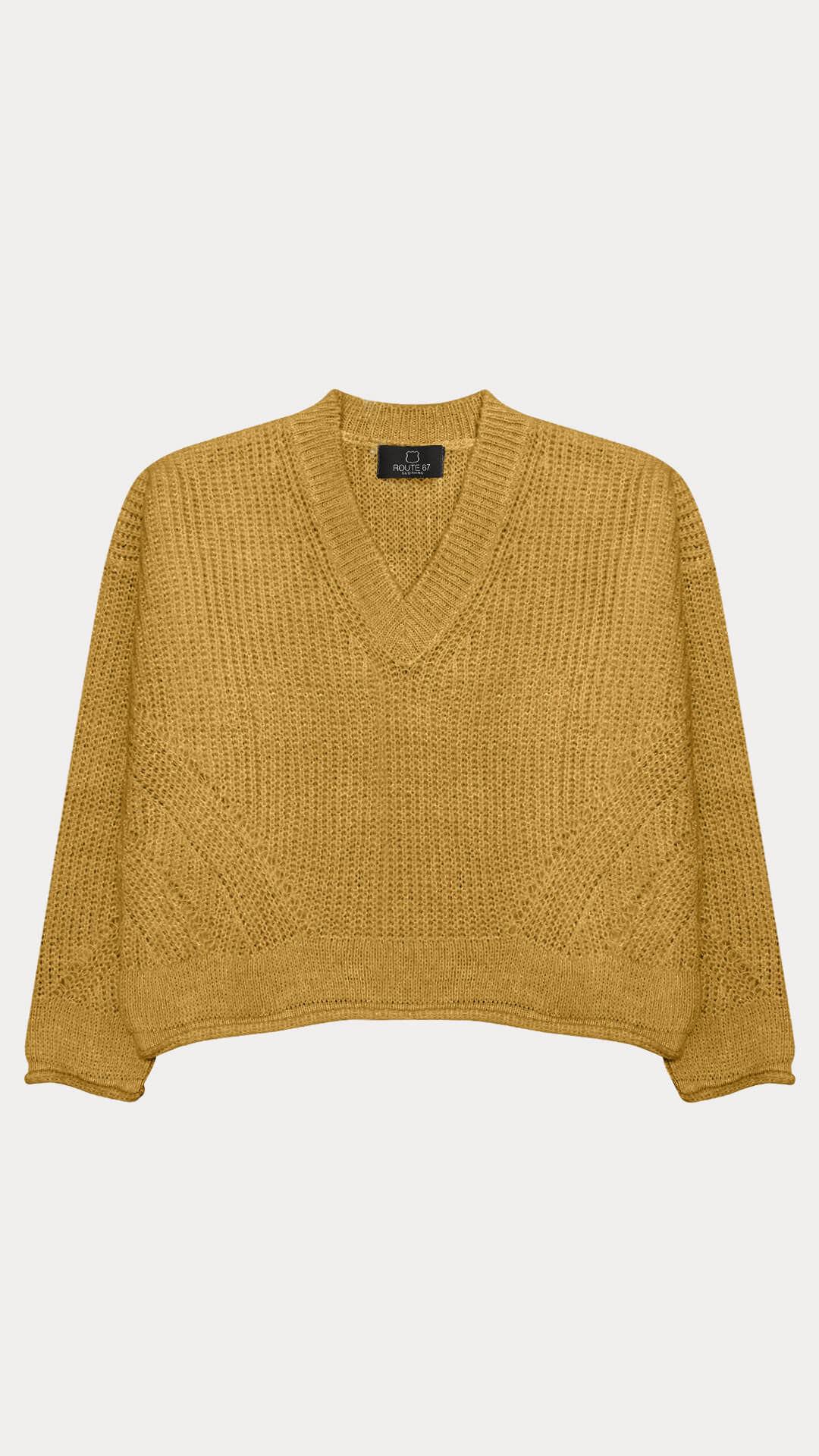 Soft Yarn V-Neck Jumper, in Mustard Yellow, Front View