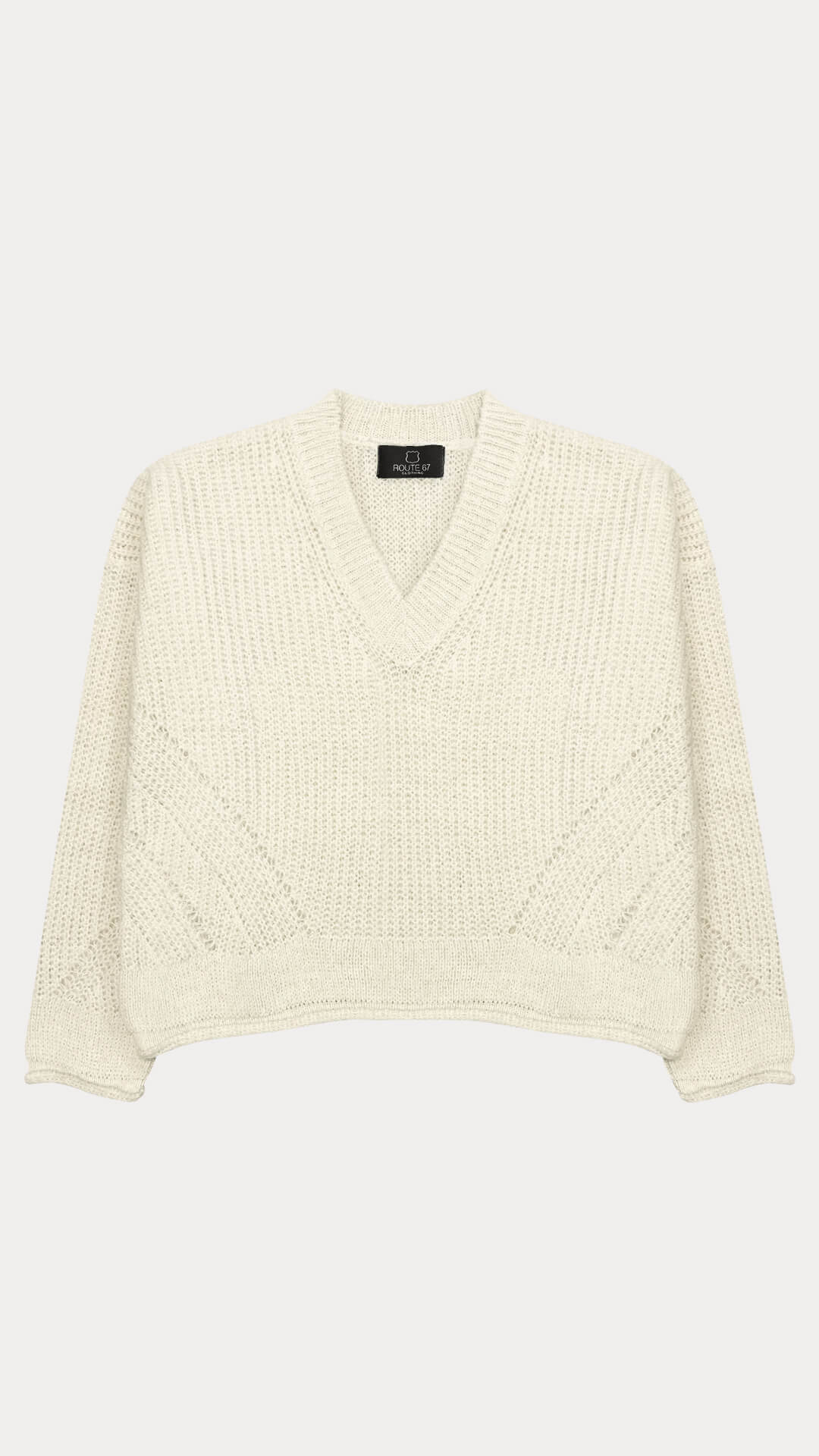 Soft Yarn V-Neck Jumper, in Off White, Front View
