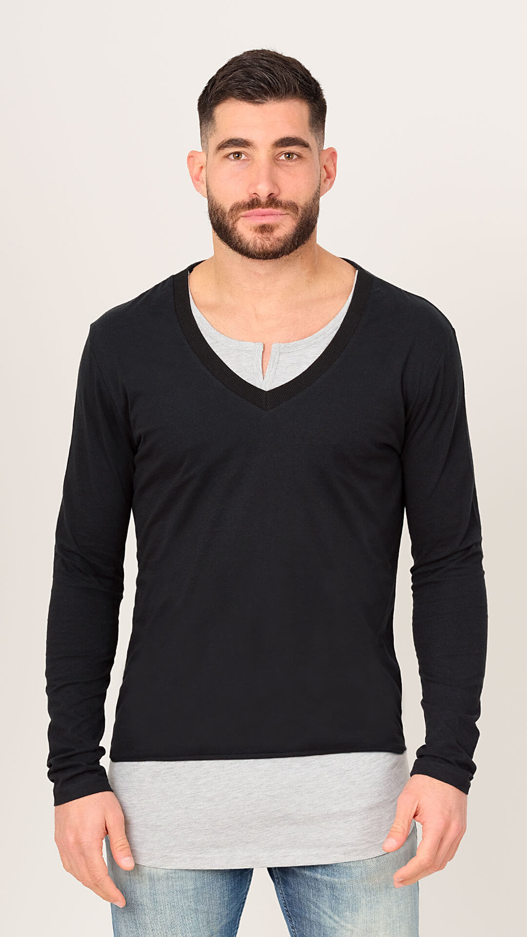 Long Sleeve Cotton T-Shirt, Front View