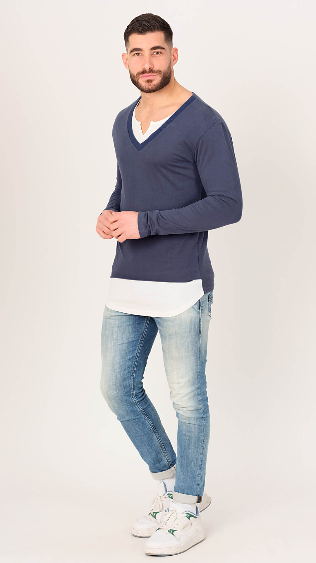 Long Sleeve Cotton T-Shirt, Side View