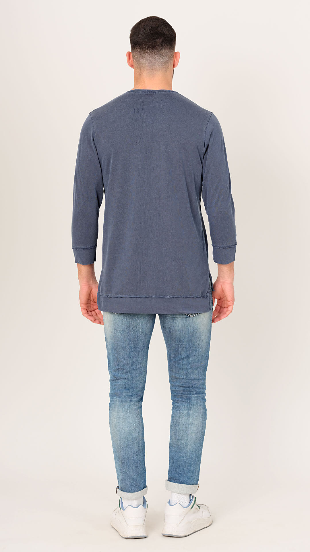 Three Quarter Sleeve T-Shirt, in Dark Blue, Back View
