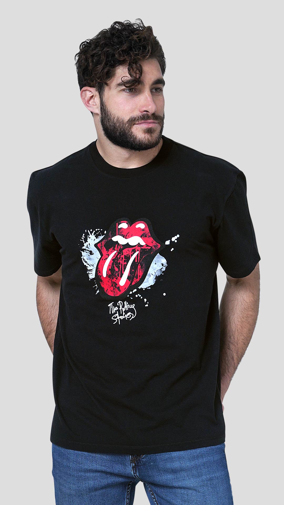 Rolling Stones T-Shirt in Black, Front View