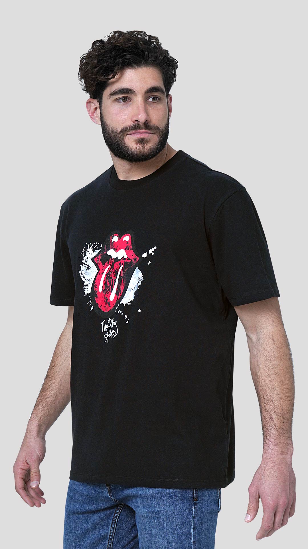 Rolling Stones T-Shirt in Black, Front View