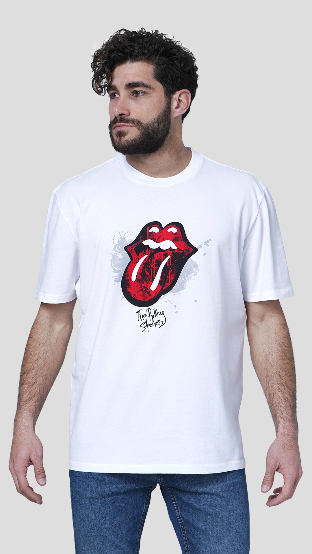 Rolling Stones T-Shirt in White, Front View