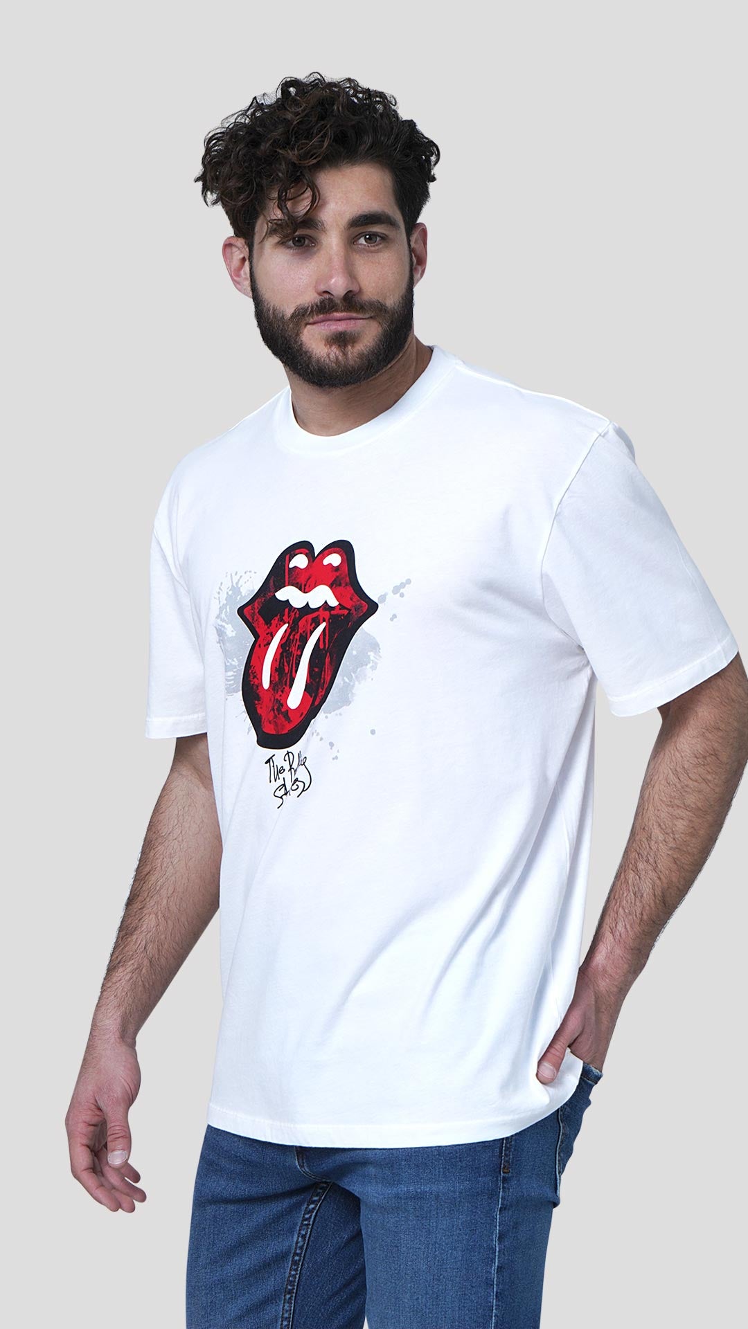 Rolling Stones T-Shirt in White, Front View