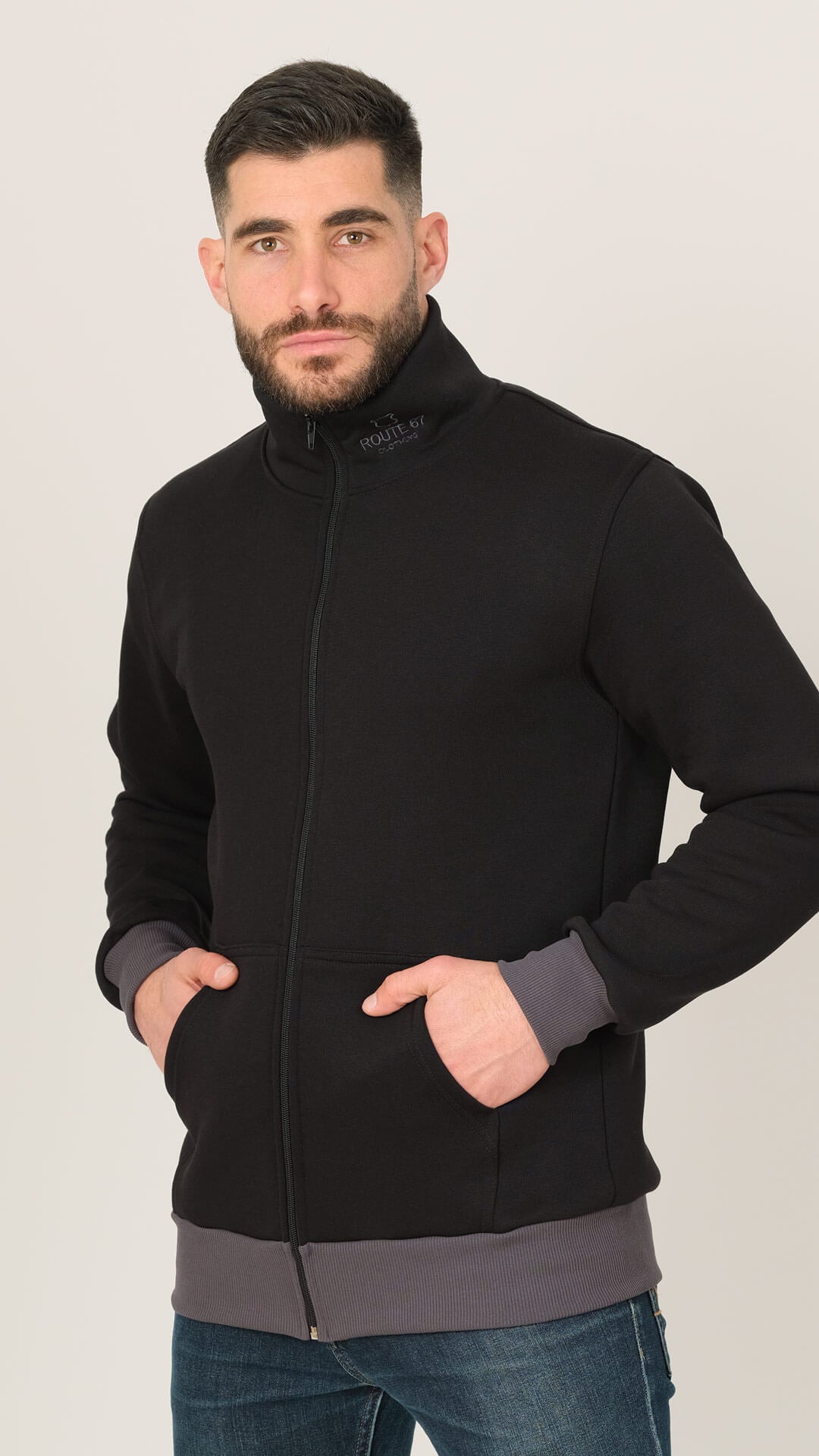 Soft Fleece Jacket with Pockets, Front View in Black