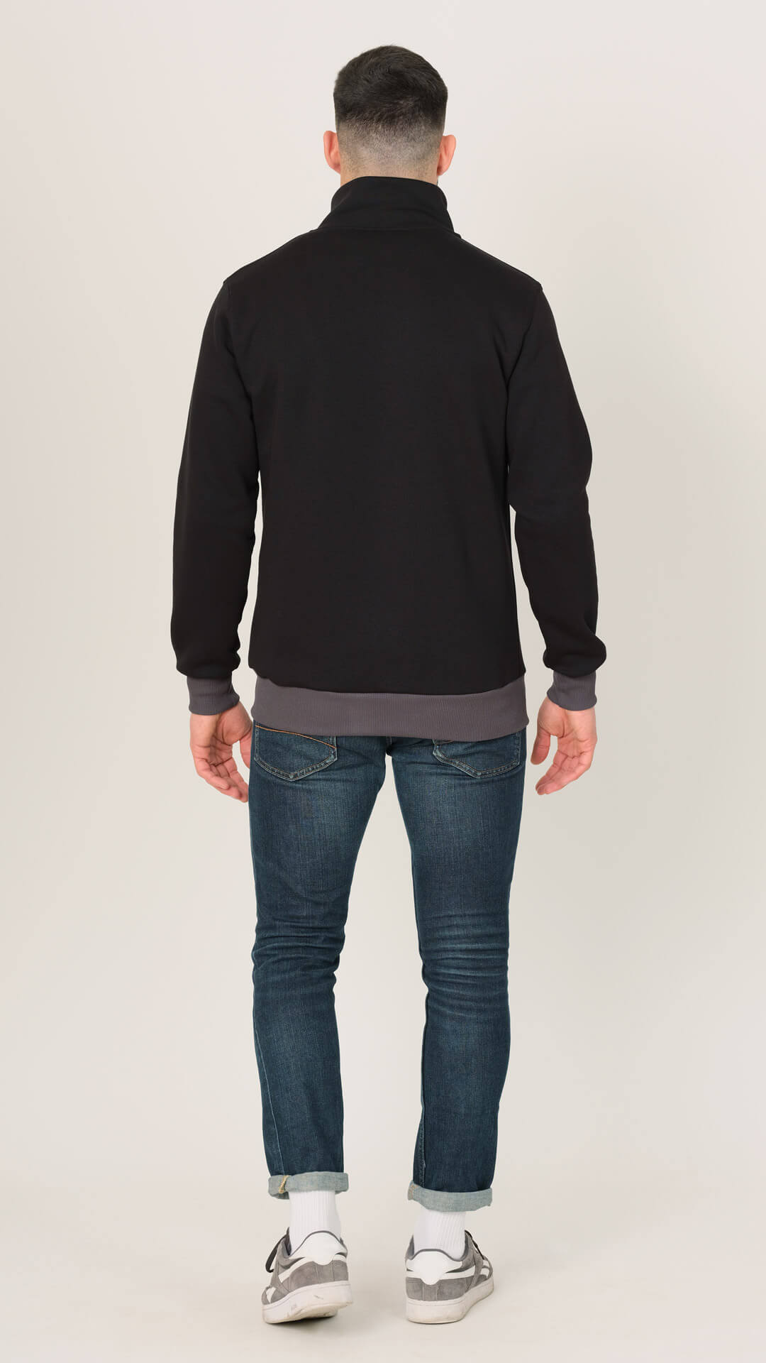Soft Fleece Jacket with Pockets, Back View in Black