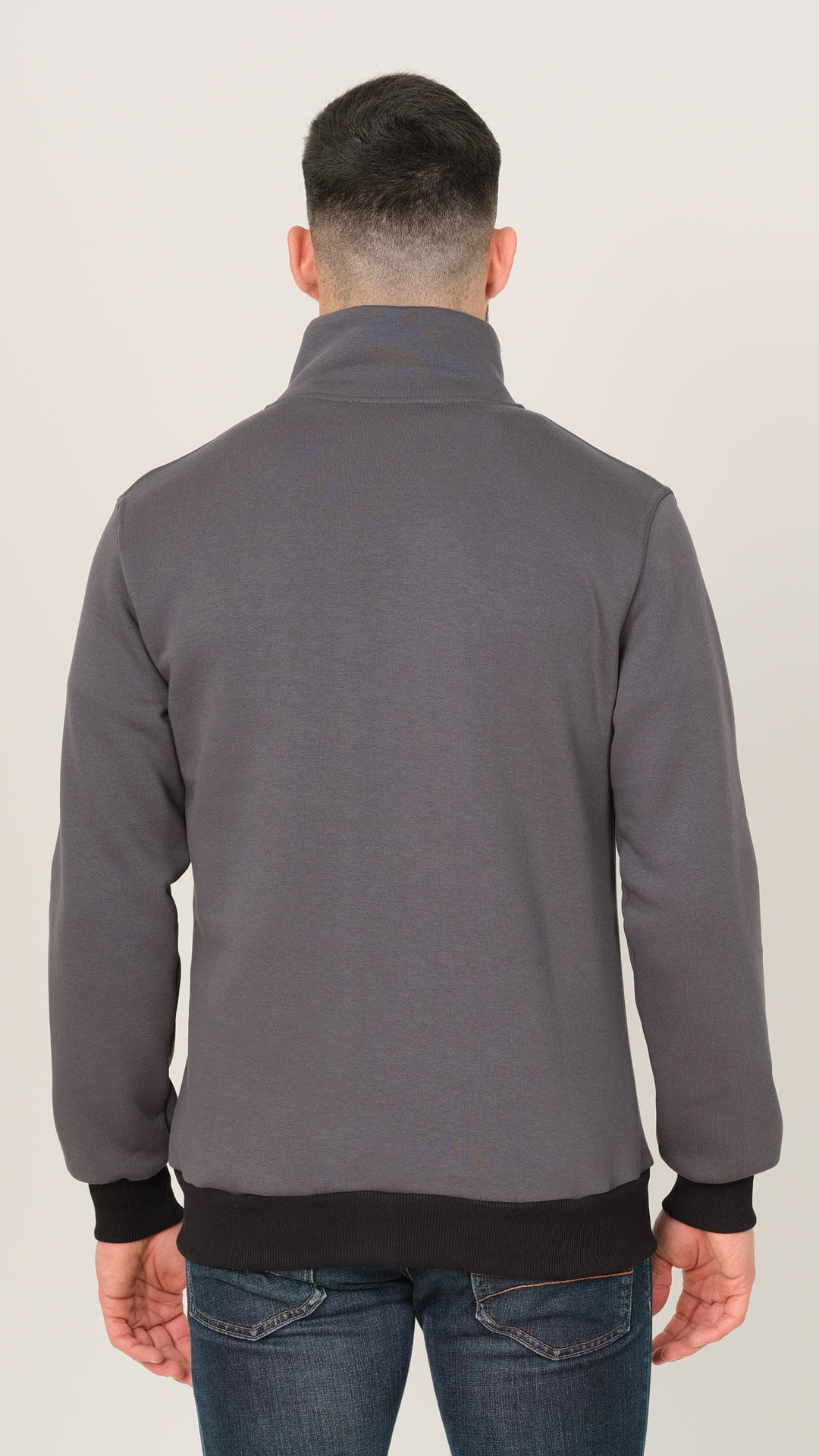 Soft Fleece Jacket with Pockets, Back View in Grey