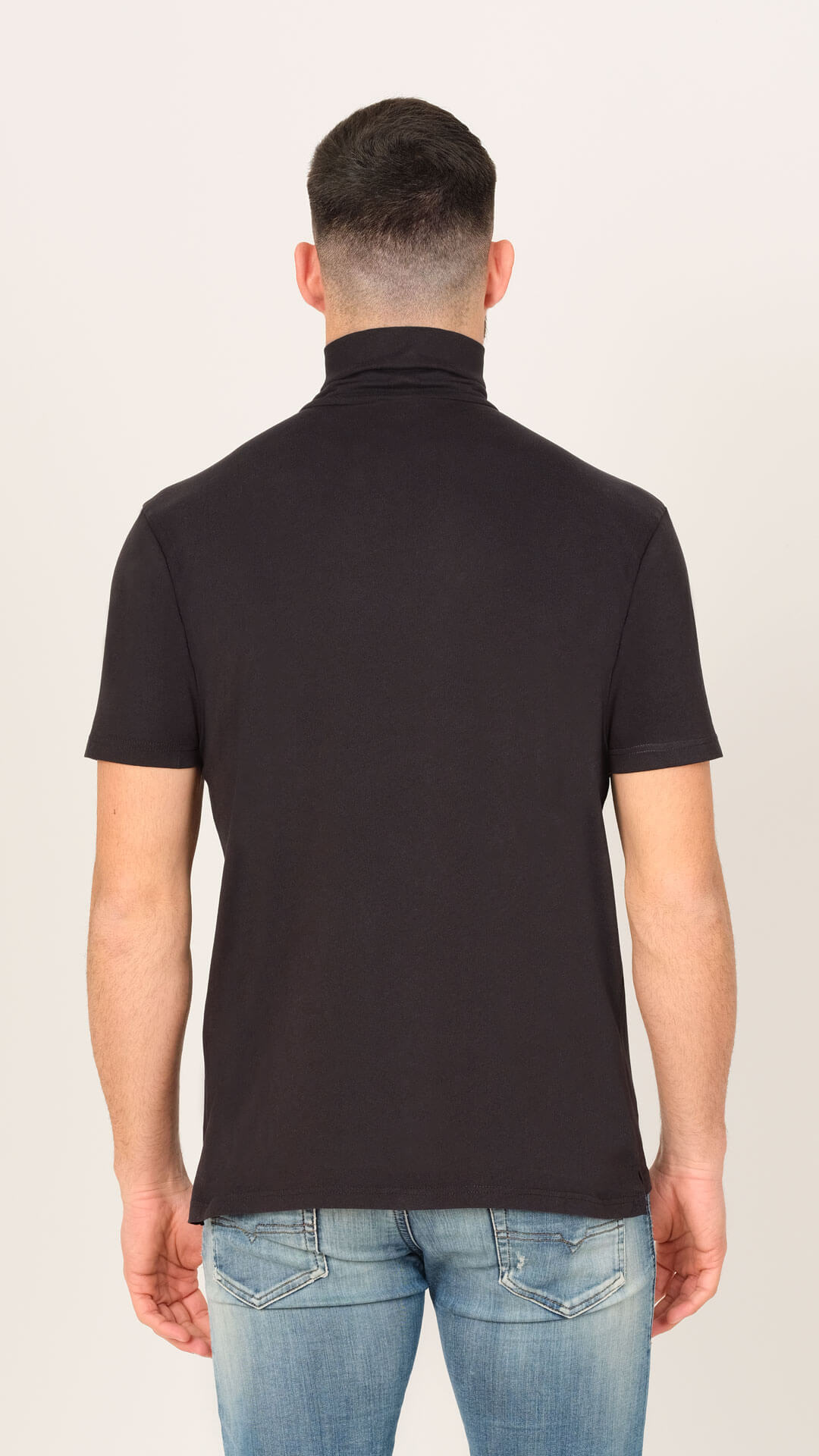 Jones T-Shirt with Zip Collar in White, Front View
