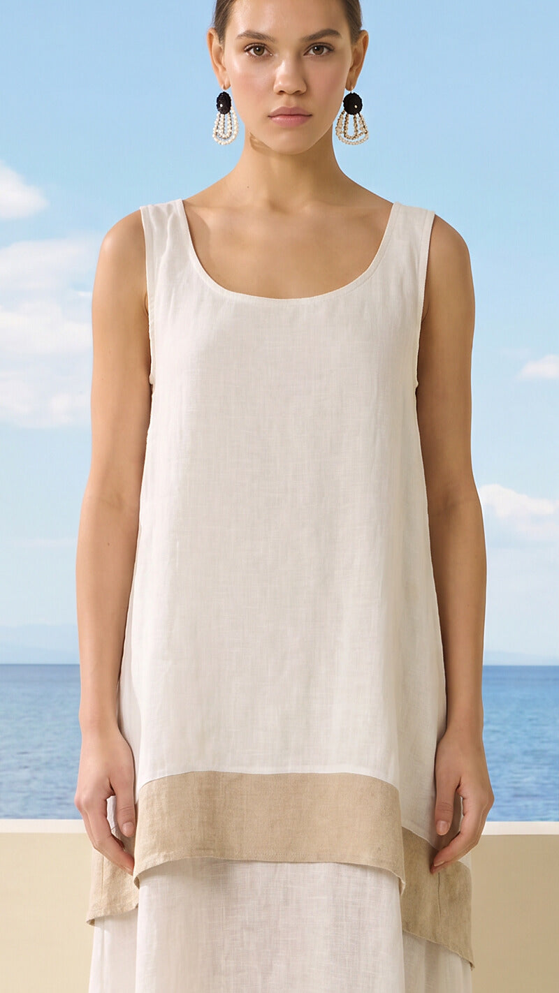 DS Two-Tone Linen-Cotton Dress