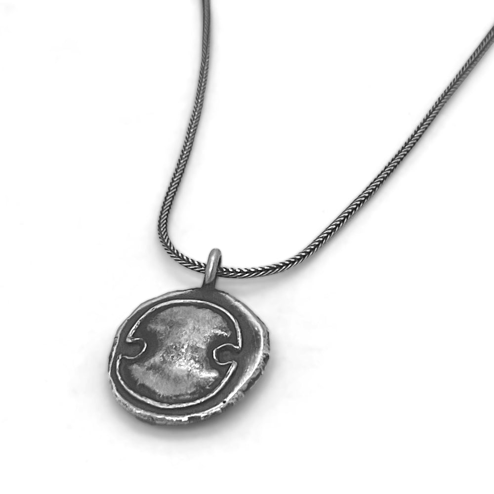Silver Didrachm necklace featuring Boeotian shield of Heracles from ancient Thebes
